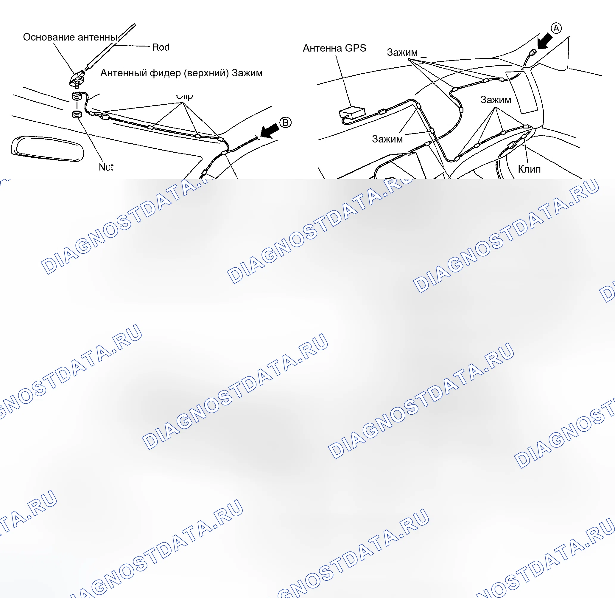 Рис. 65: РАСПОЛОЖЕНИЕ АНТЕННЫ. Infiniti FX35 I
