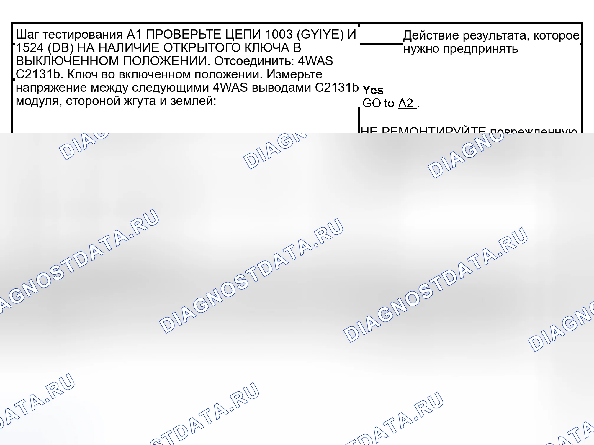 Рис. 6: диагностический тест A: НЕТ СВЯЗИ С МОДУЛЕМ 4WAS / НЕВОЗМОЖНО ВОЙТИ В САМОТЕСТИРОВАНИЕ. Hyundai Lavita I