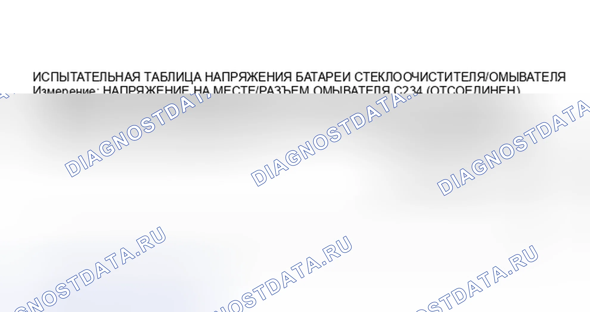 Рис. 1: ТАБЛИЦА ИСПЫТАНИЙ НАПРЯЖЕНИЯ БАТАРЕИ СТЕКЛООЧИСТИТЕЛЯ/ОМЫВАТЕЛЯ. Pontiac Grand AM III