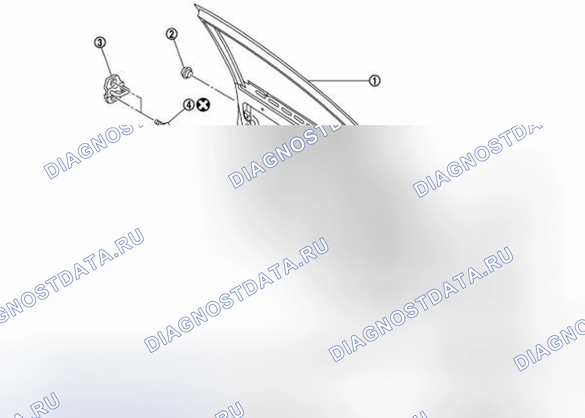 Рис. 261: КОНТРОЛЬНАЯ ССЫЛКА НА ДВЕРЬ: разнесенный вид. Honda S-MX I