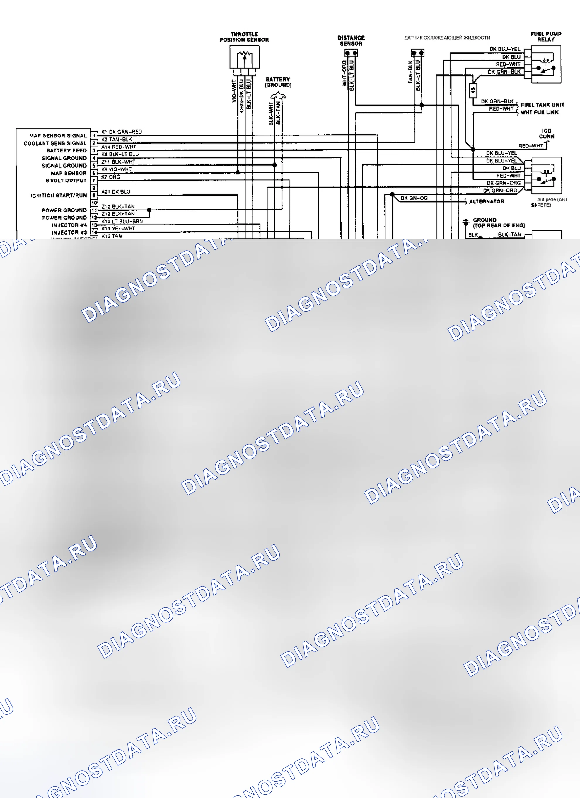 Рис. 413: электросхема (фургон FWD 1992 г. - 3,0 л). Dodge Dakota 
