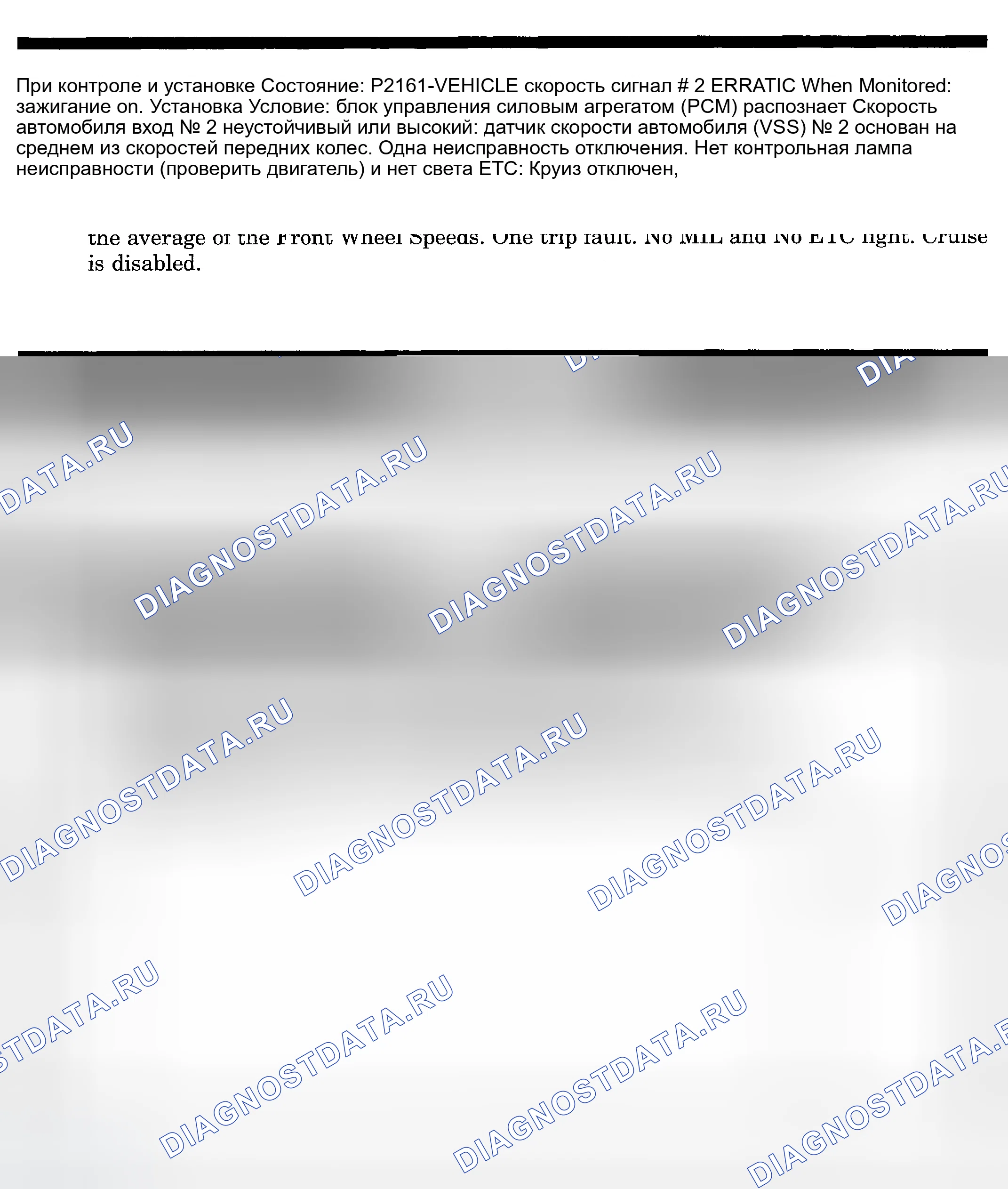 Рис. 715: расшифровка кода ошибки P2161: СИГНАЛ СКОРОСТИ ТРАНСПОРТНОГО СРЕДСТВА № 2 ОШИБОЧНЫЙ. Dodge Pickup R1500 