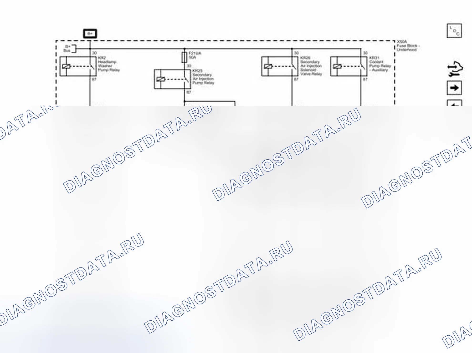 Рис. 97: Предохранители F17UA, F21UA, F41UA, F51UA и F54UA. Cadillac ATS I