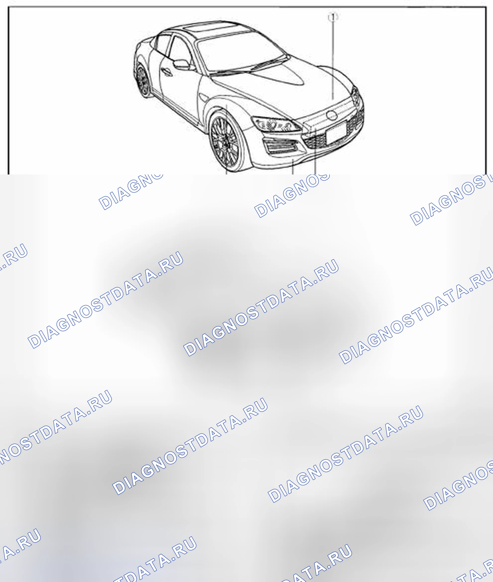 Рис. 1: ИНДЕКС РАСПОЛОЖЕНИЯ ПАНЕЛЕЙ КУЗОВА. Mazda RX-8 I рестайлинг