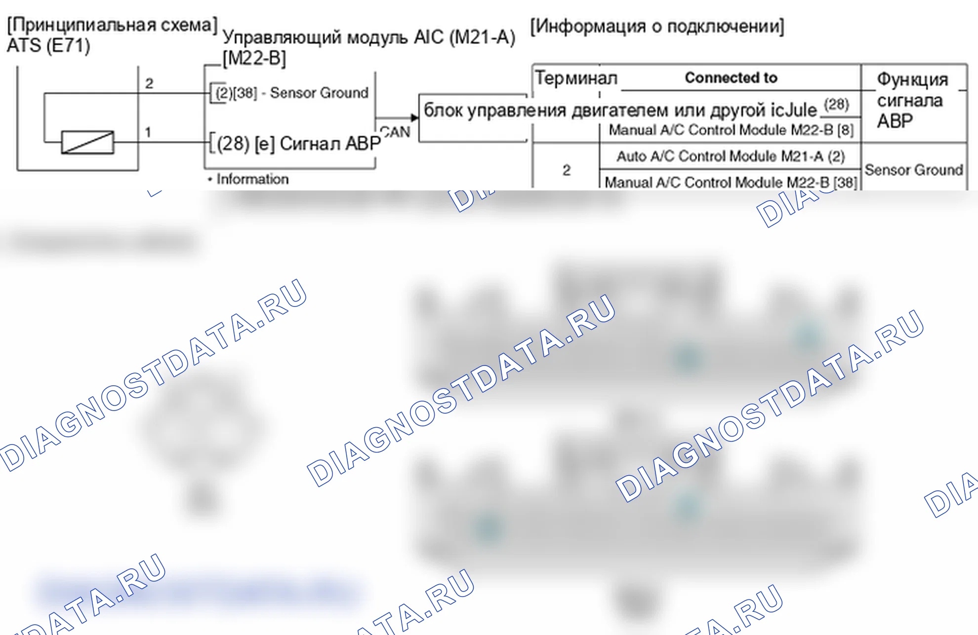 Фрагмент электросхемы: Датчик температуры окружающей среды (ATS). Hyundai Santafe Sport DMA