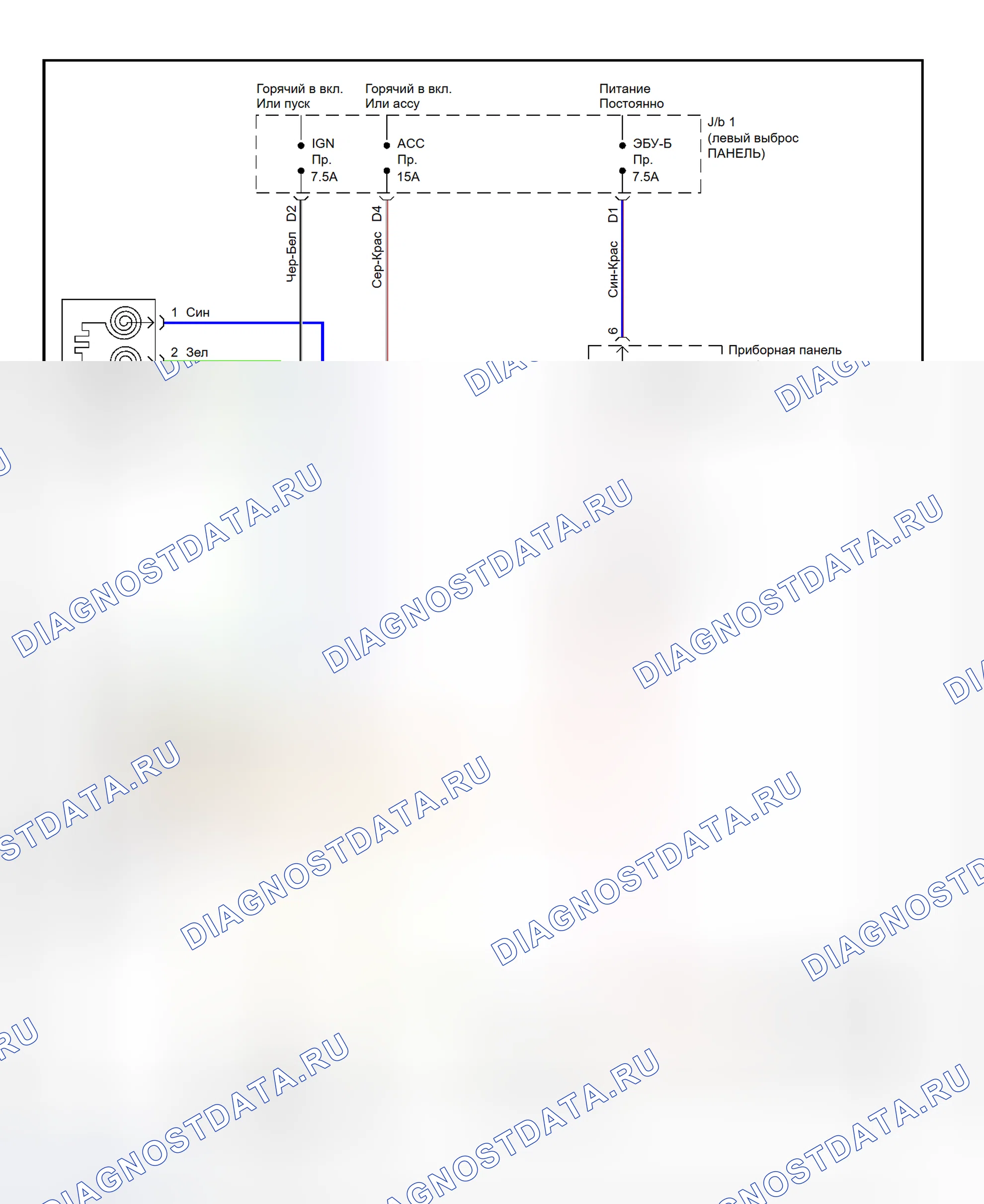 Рис. 1: Схема подключения SRS. Toyota Tacoma I