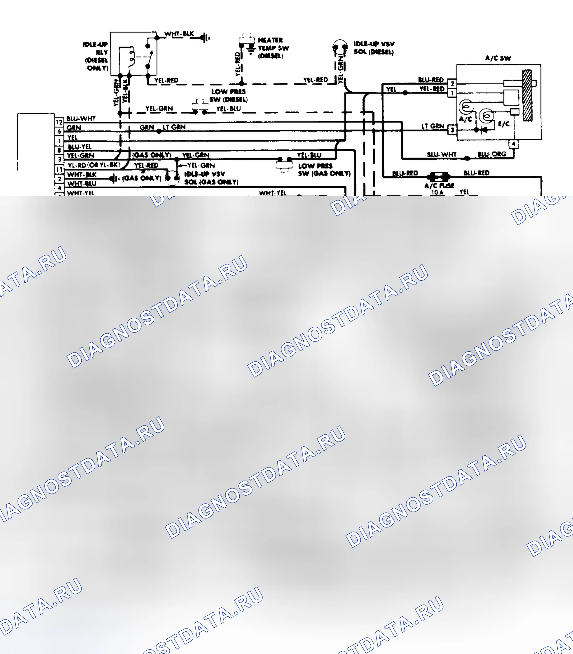 Рис. 15: Схема подключения нагревателя переменного тока. Toyota Camry V10