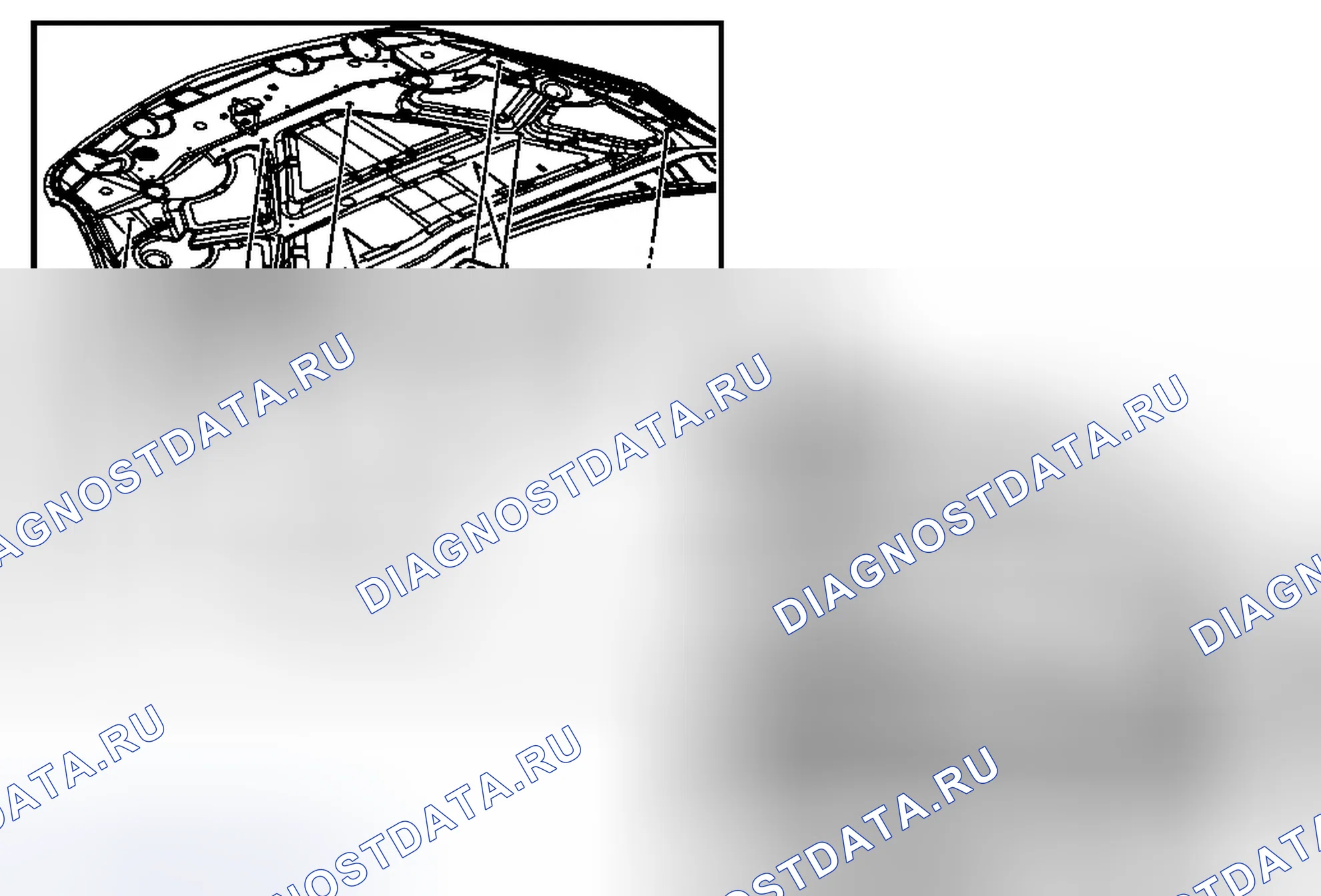 Рис. 10: Замена изолятора капота (Acadia, Enclave и OUTLOOK). GMC Acadia I