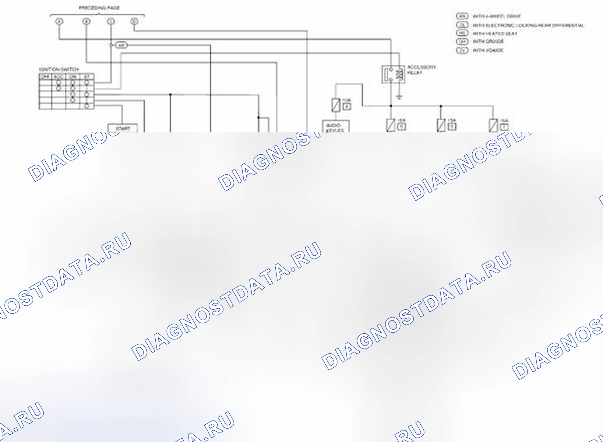 Рис. 19: Принципиальная схема маршрутизации источника питания (2 из 2). Nissan Frontier D40