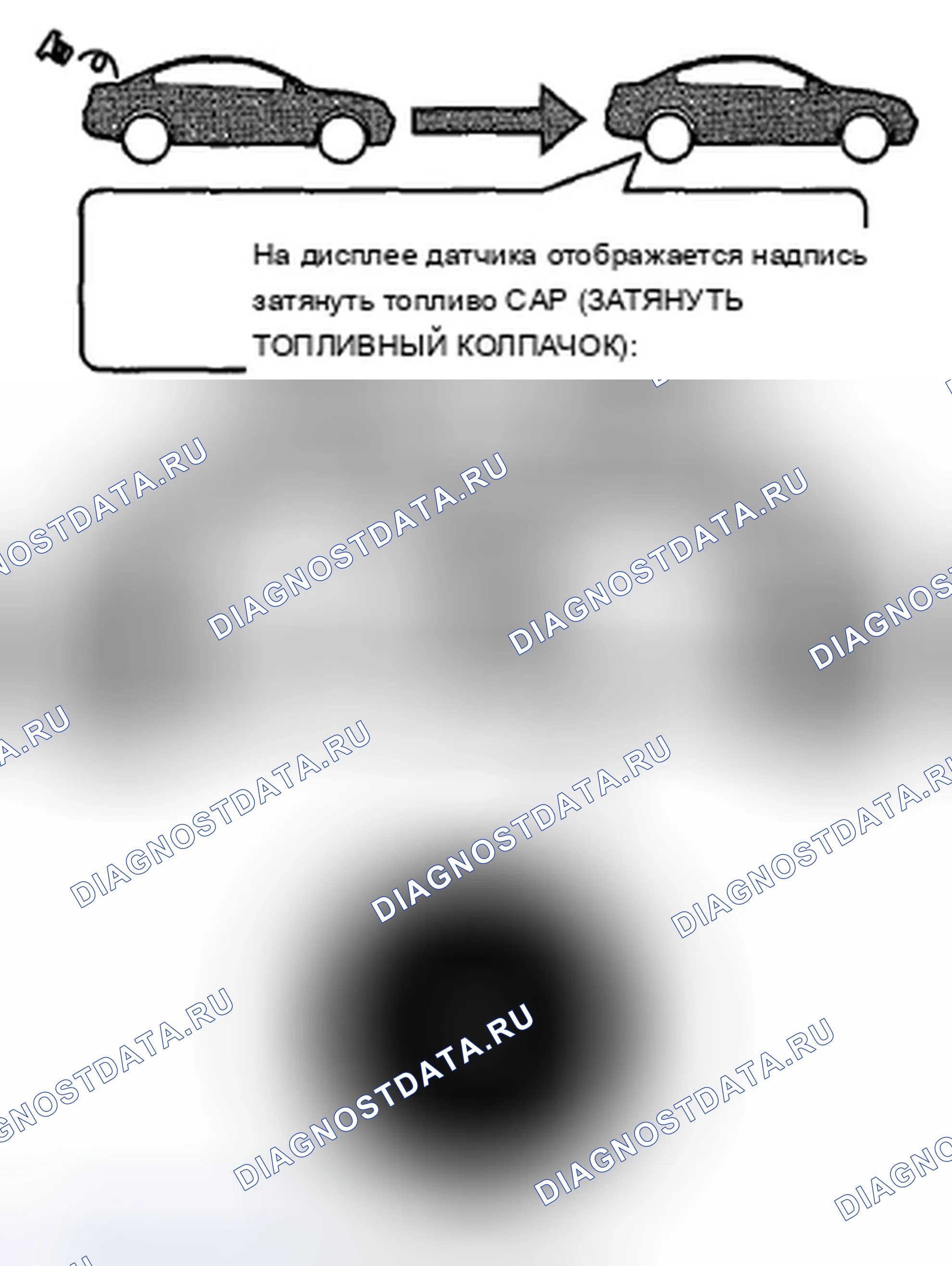 Рис. 355: Предупреждающее сообщение о топливной пробке. Acura TSX II
