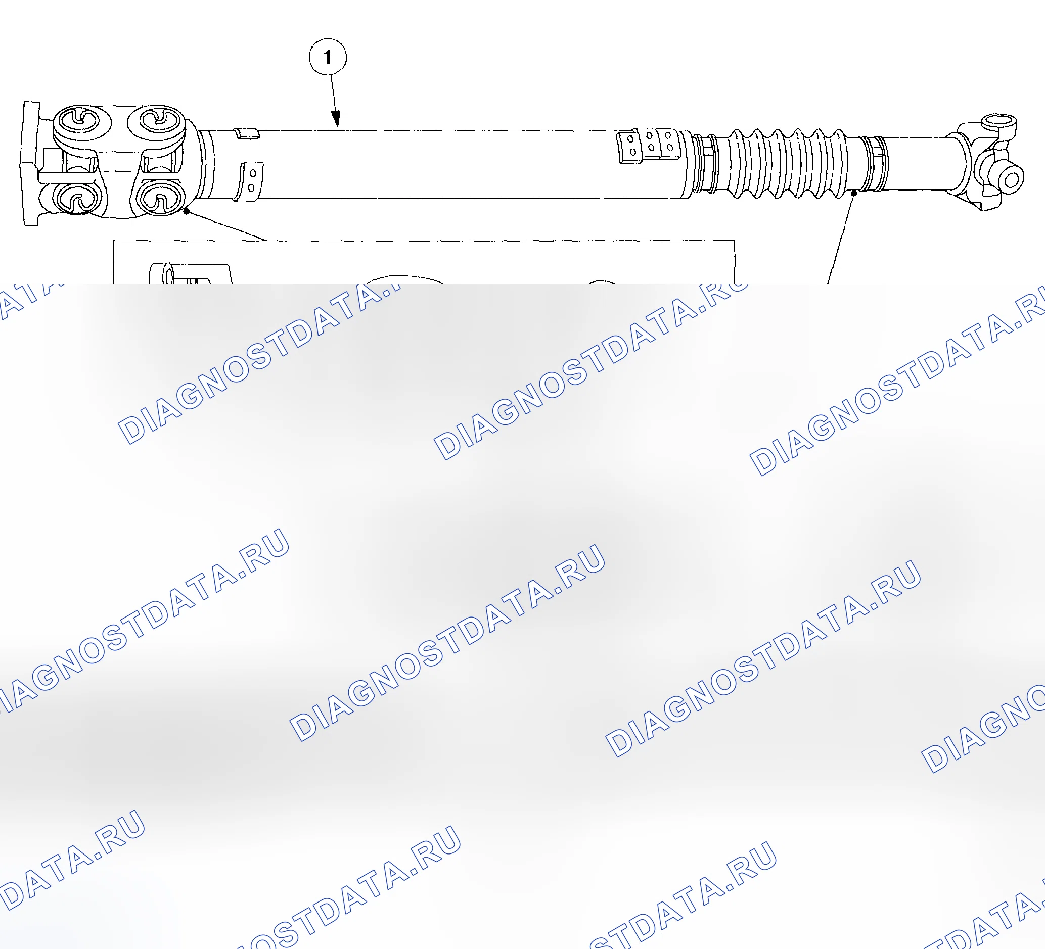 Рис. 71: Карданный вал - передний. Ford Pickup F250 Super Duty I