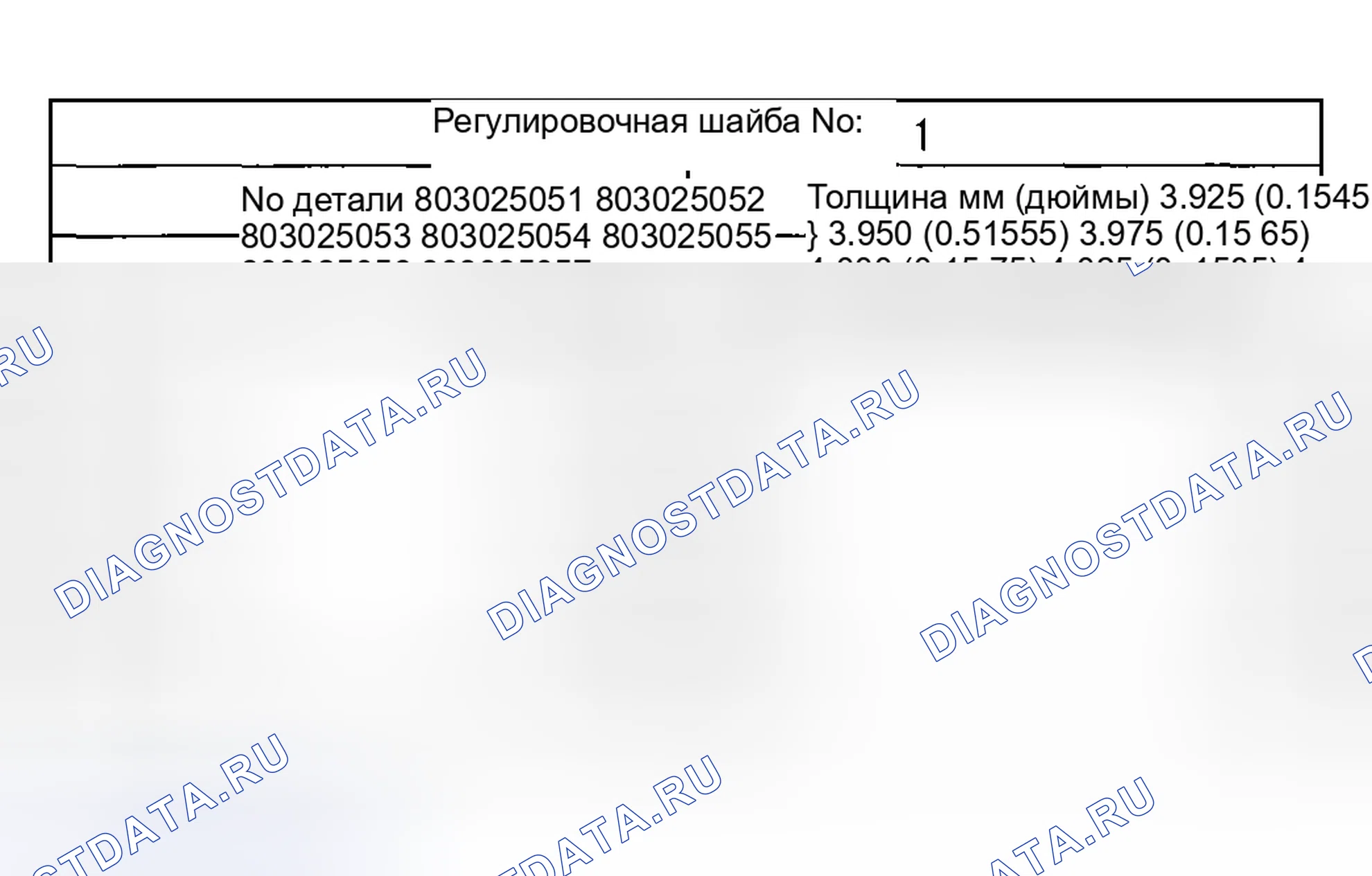 Рис. 67: Идентификация регулировочных шайб предварительной нагрузки (1 из 2). Honda X-NV I