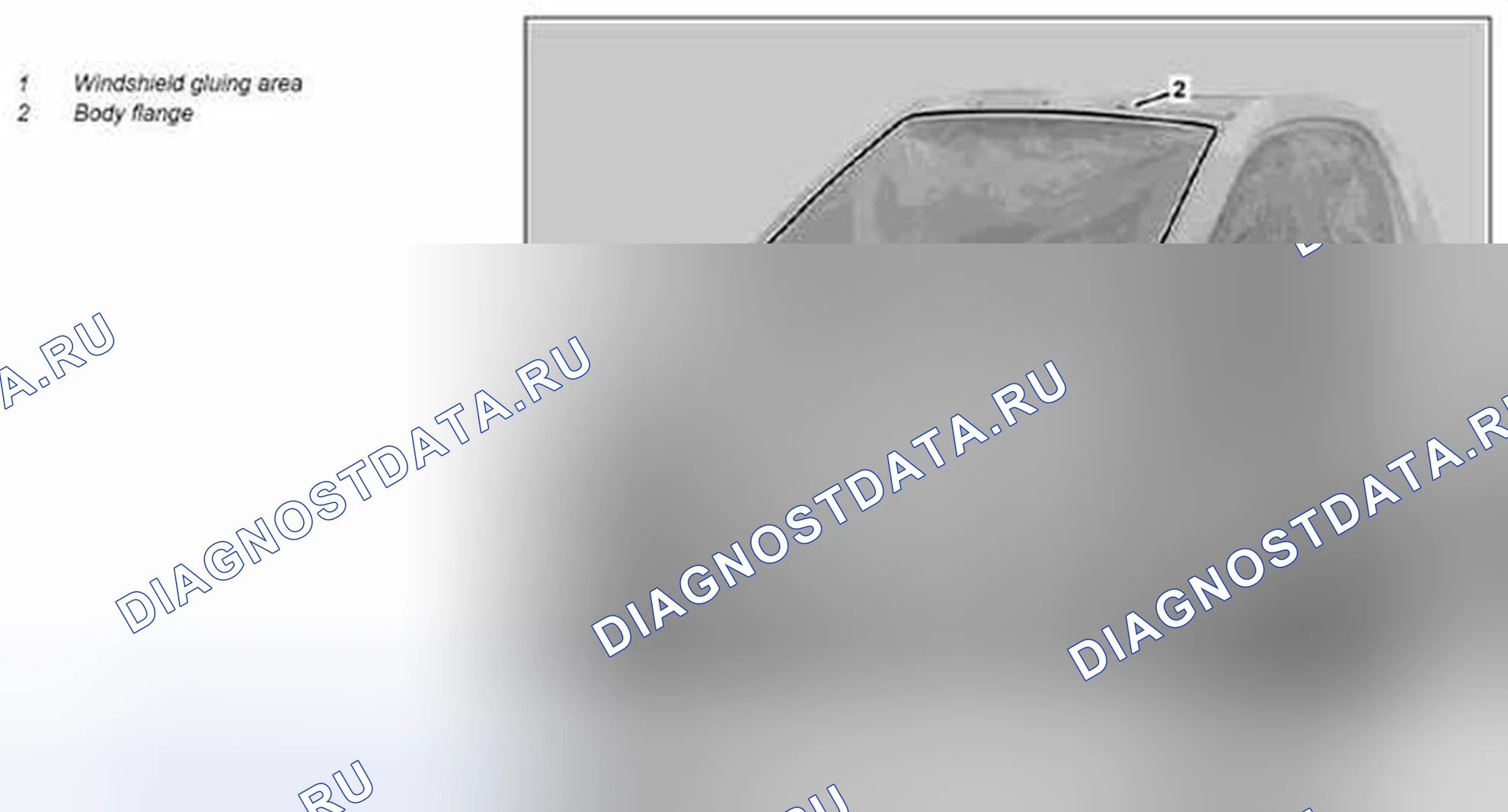 Рис. 34: Зона склеивания лакокрасочного покрытия для лобового стекла - AR98,00-P-0900MCC. Kia Soul I