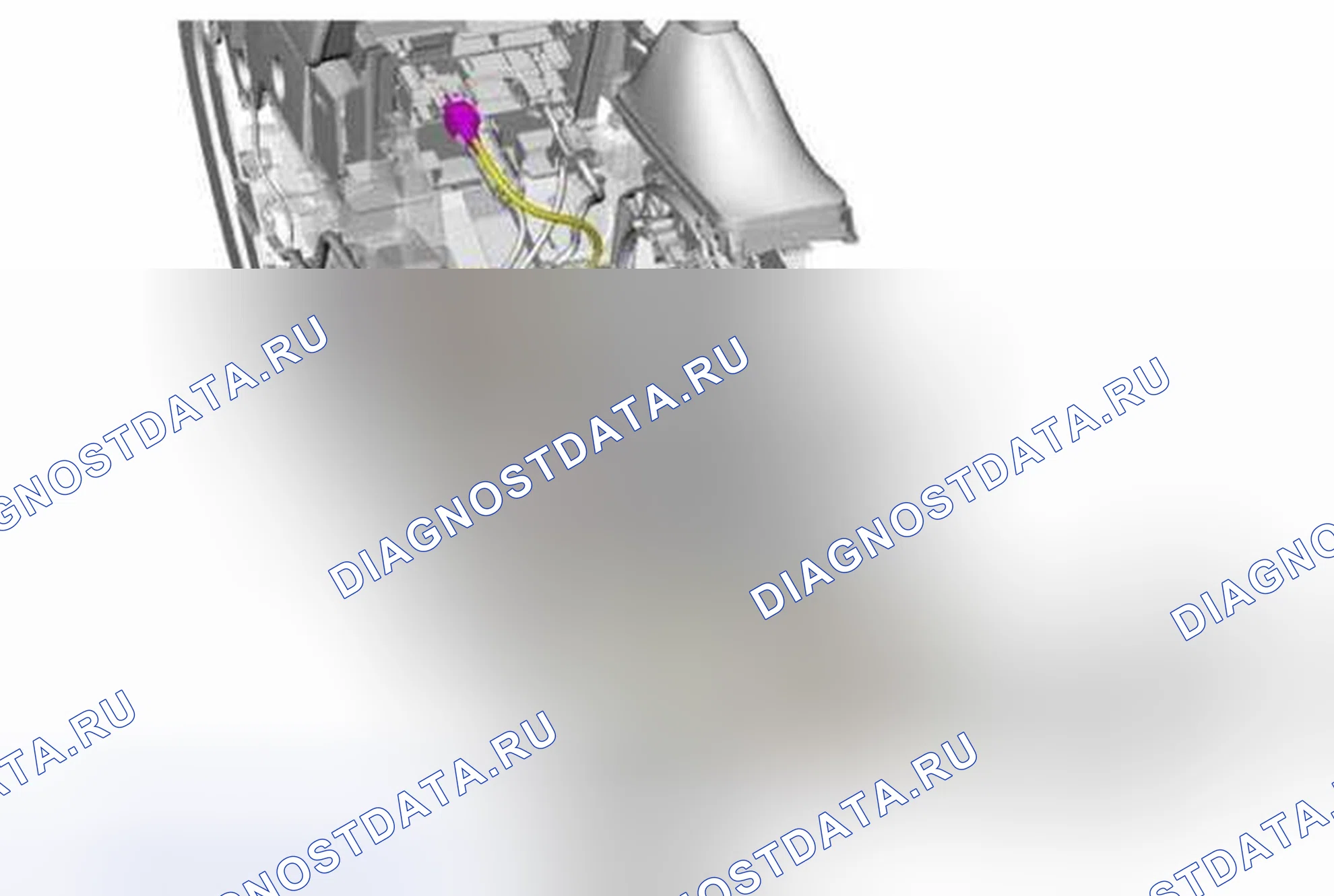 Рис. 78: Кромка 4,2-дюймового экрана USB-прокладка кабеля - консоль. Hyundai Kona I