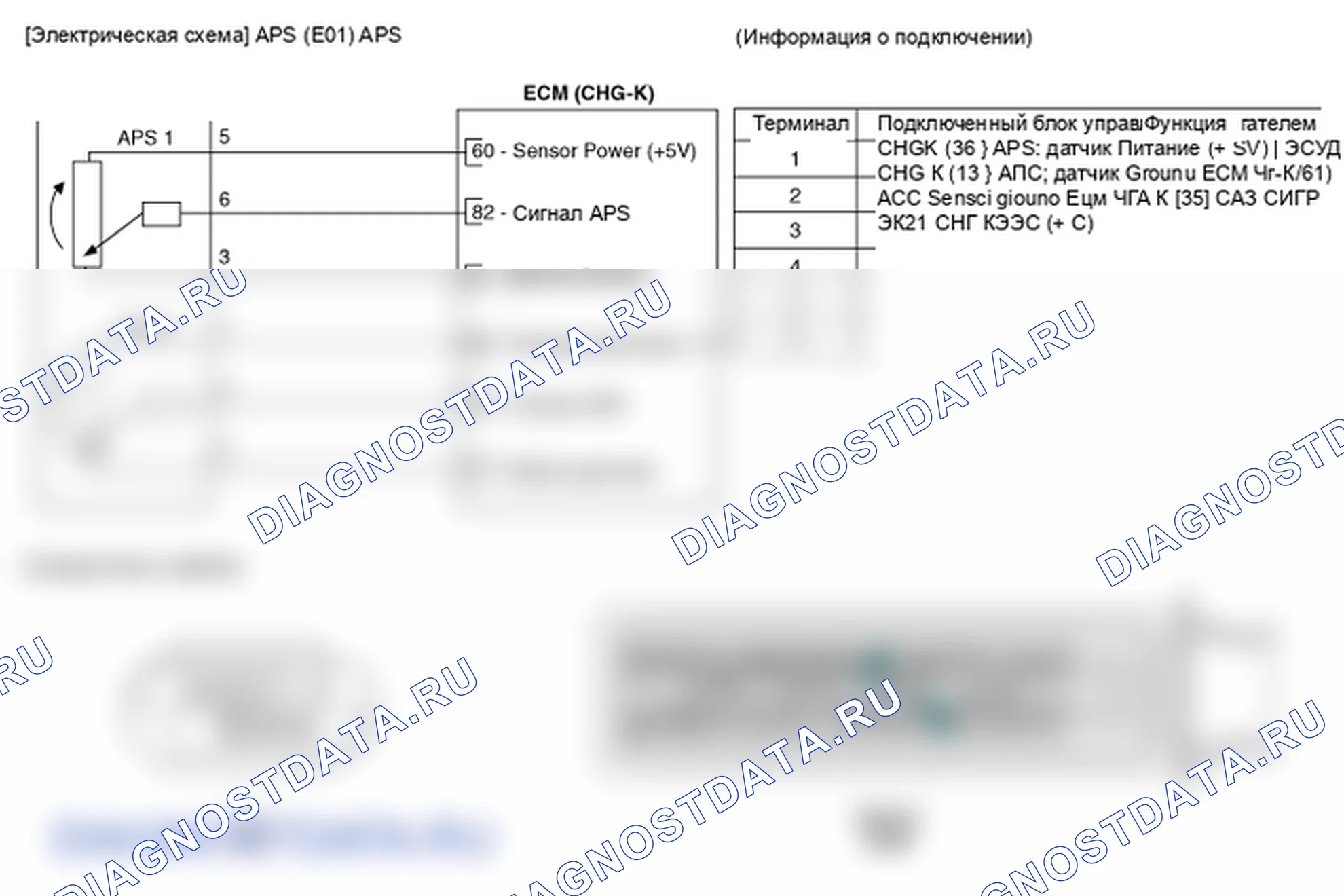 Фрагмент электросхемы: Датчик положения акселератора (APS). Hyundai Genesis Coupe(Bk)-U.S. I