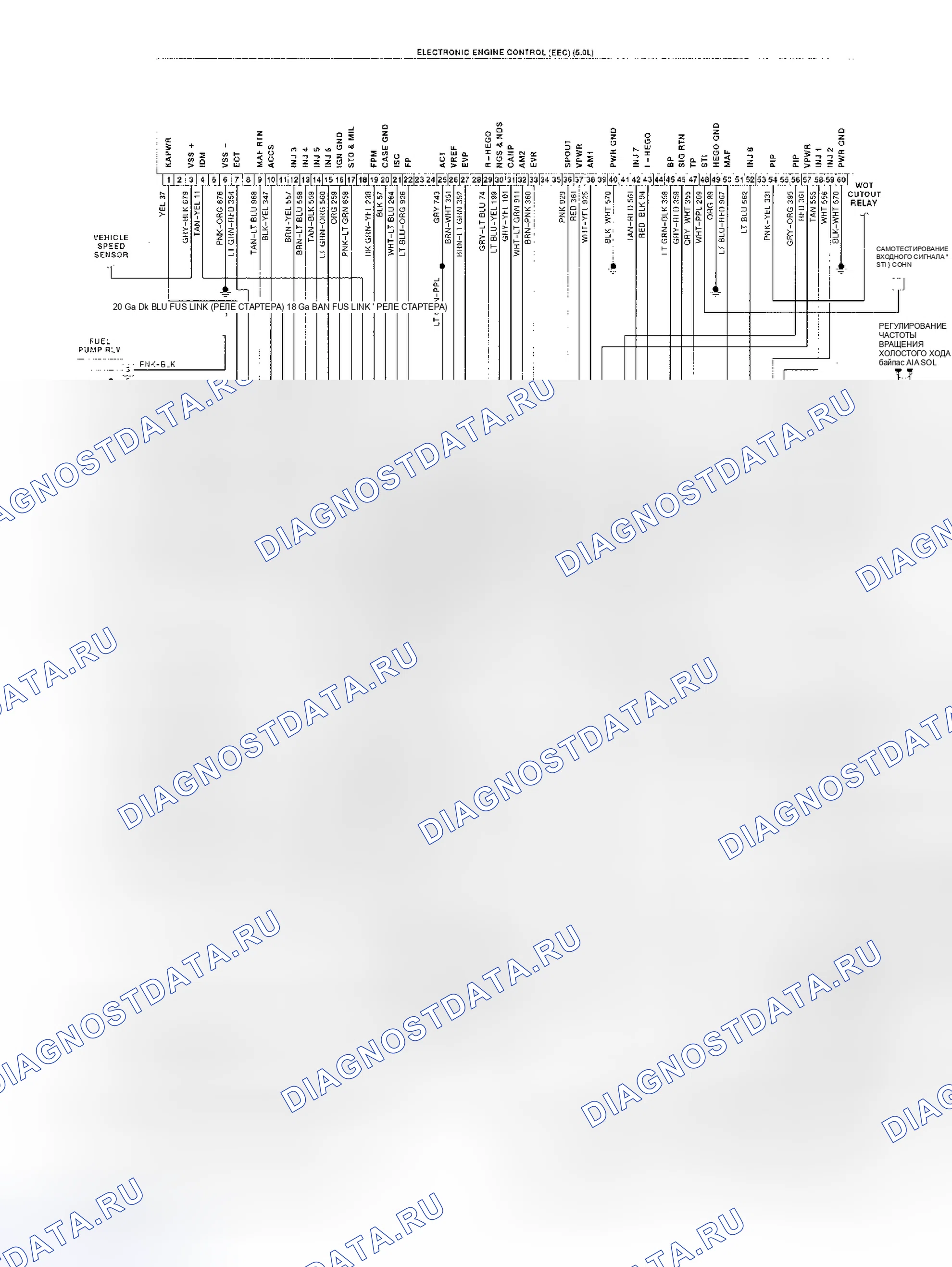 Рис. 119: электросхема 5.0L Mustang EEC-IV. Lincoln Continental VIII
