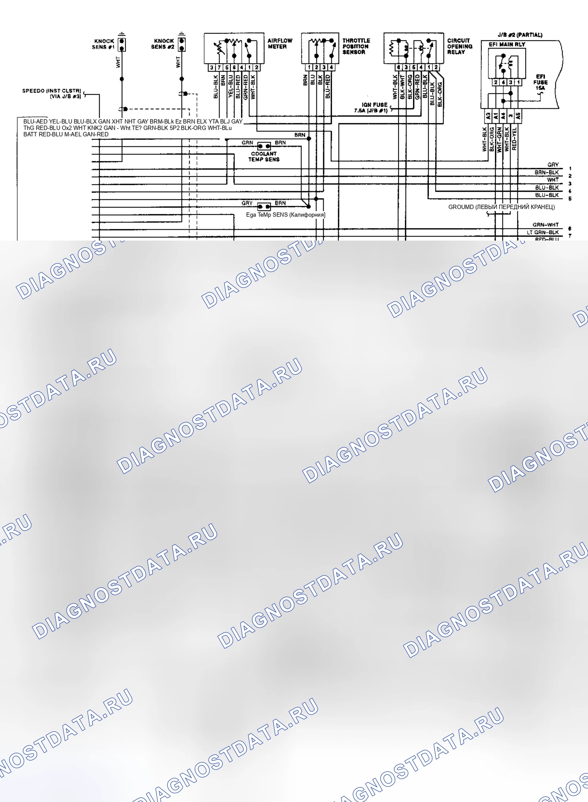 Рис. 17: Схема соединений коробки передач (1992 Camry 3.0L - 1 Of 2). Lexus ES V20