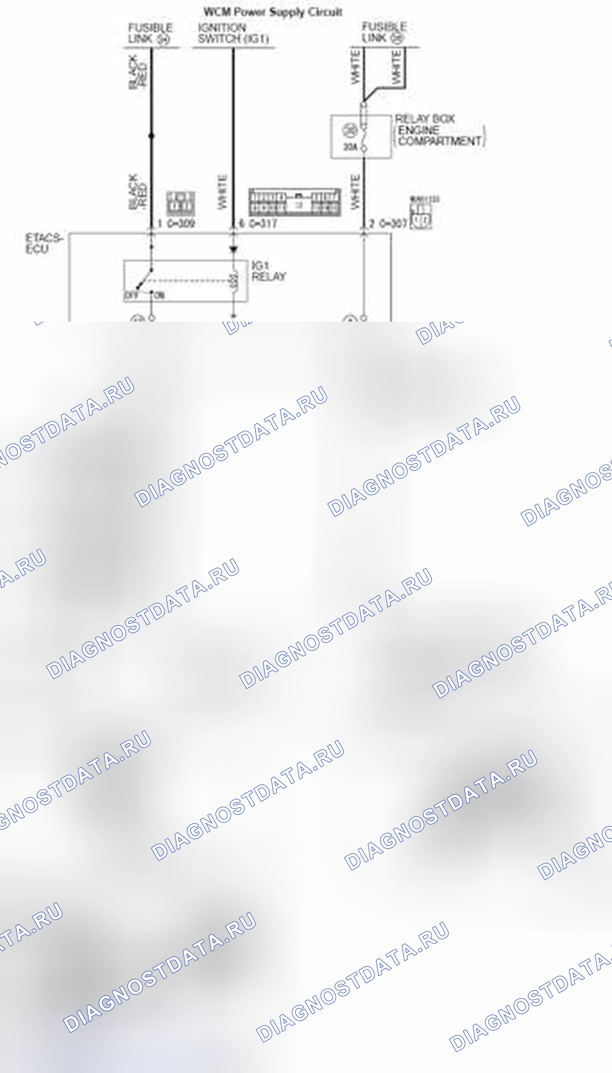 Рис. 6: расшифровка кода ошибки B2101: IG Sw start pos.ccircuit низкий (низкий уровень сигнала запуска ПО для ИС); DTP B2102: Ig Swt start post.circuite высокий (высокий уровень сигнала пуска ПО по ИС для ПС). Mazda MX-5 NB