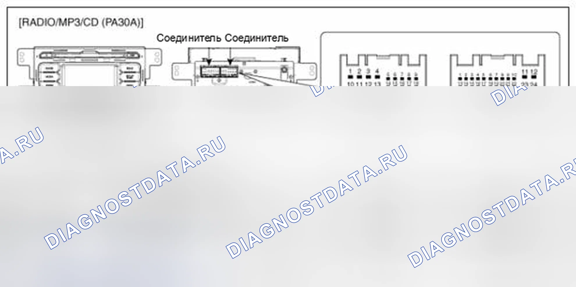 Рис. 30: R-2. Проверка подключения питания аудиоголовки. BMW 6 серия F06/F13/F12