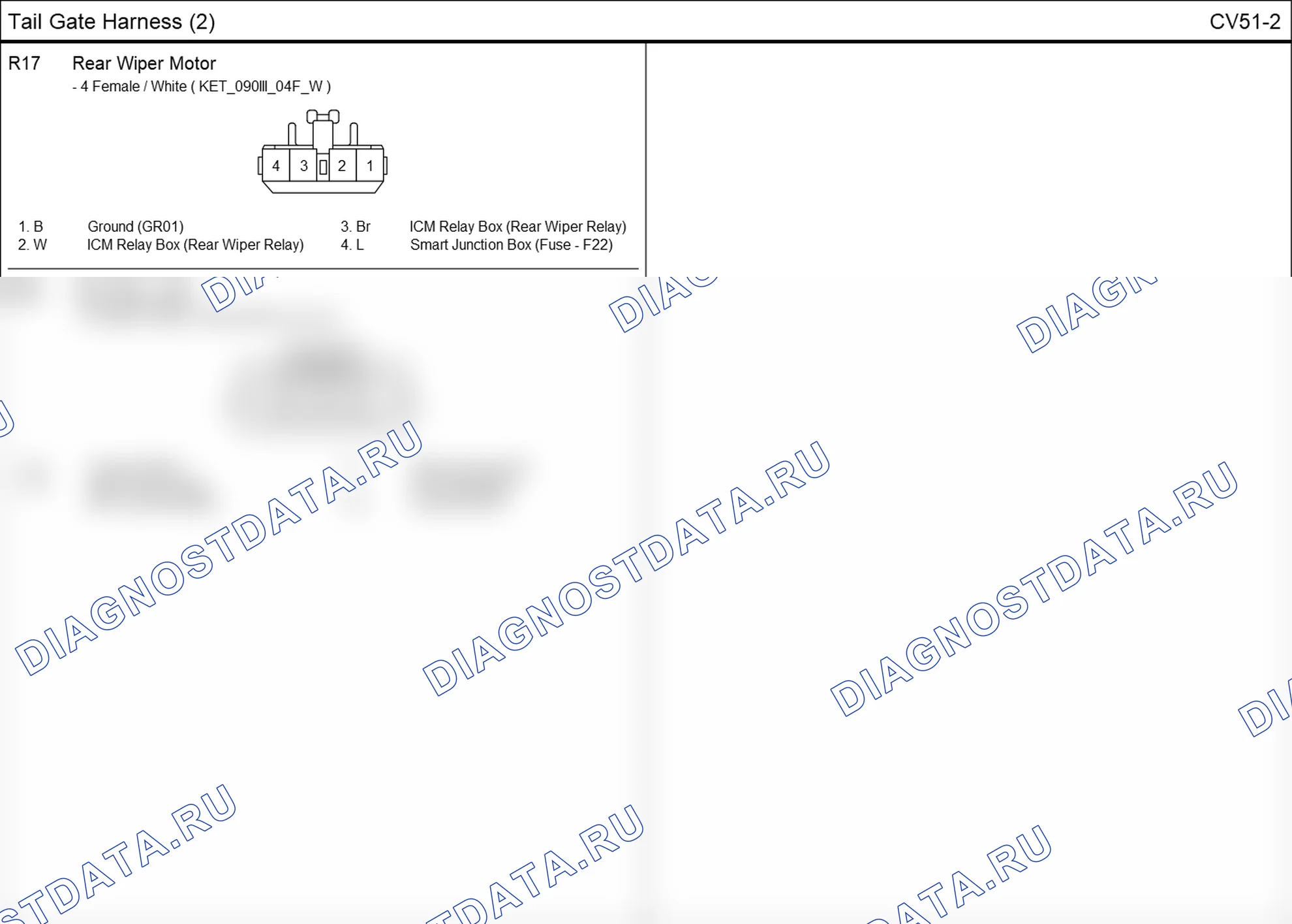 Распиновка разъёма CV51-2 — tail gate harness. Hyundai ix35 EL