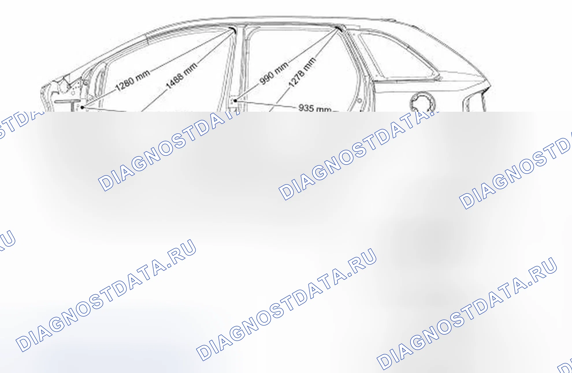 Рис. 4: Размеры закрытия со стороны тела. Ford Edge I