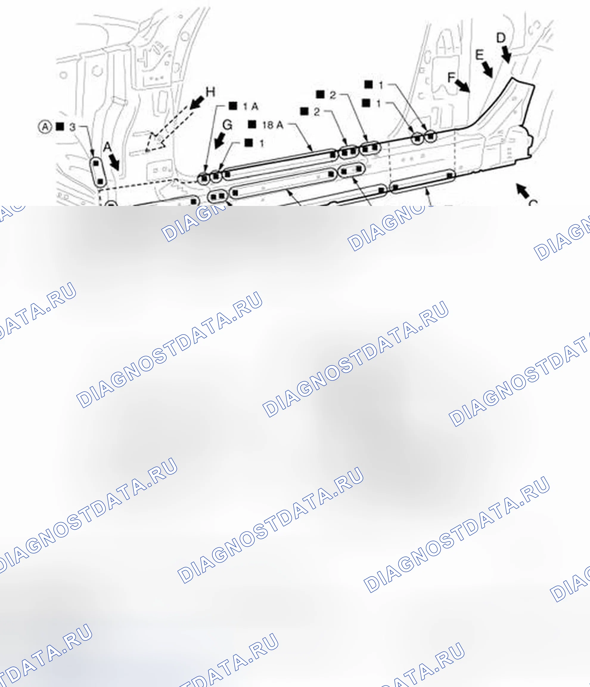 Рис. 319: Внешний подоконник. Infiniti Q60 I