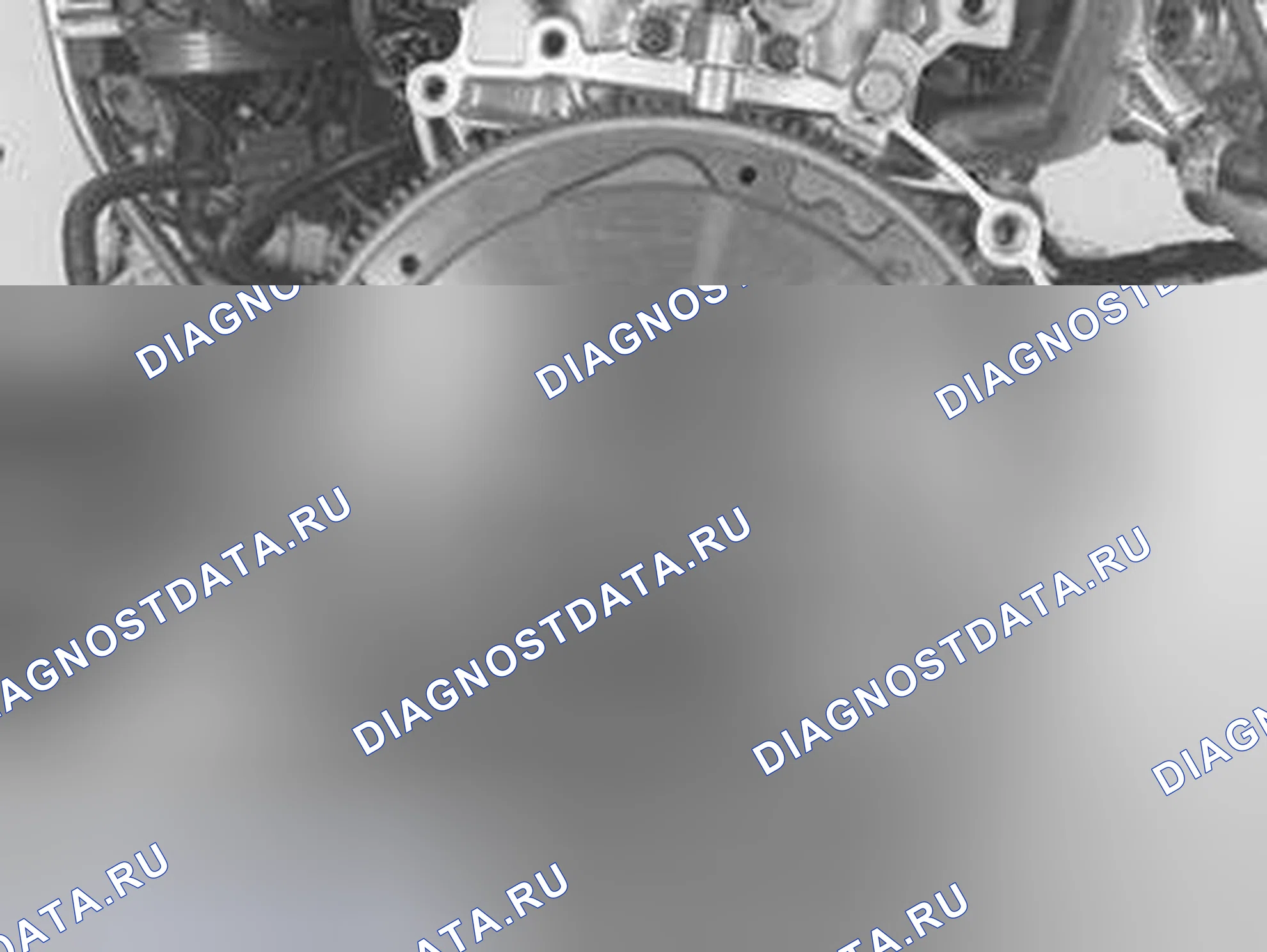 Рис. 251: СНЯТИЕ МАХОВИКА И НЕСУЩЕЙ ПЛАСТИНЫ. Volvo V50 I рестайлинг