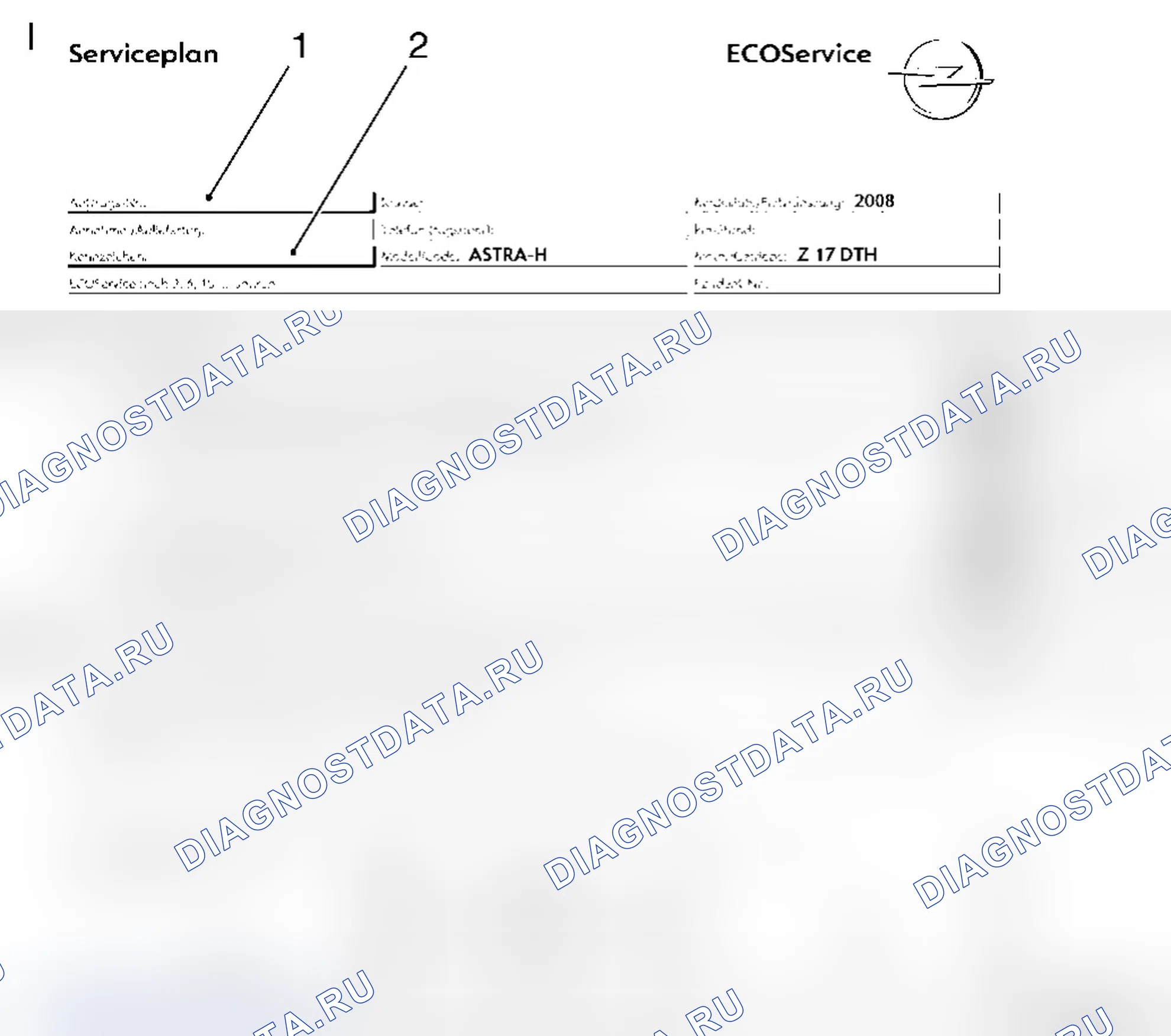 Сроки техобслуживания и контрольные списки для Европы, ECOService. Opel Agila B
