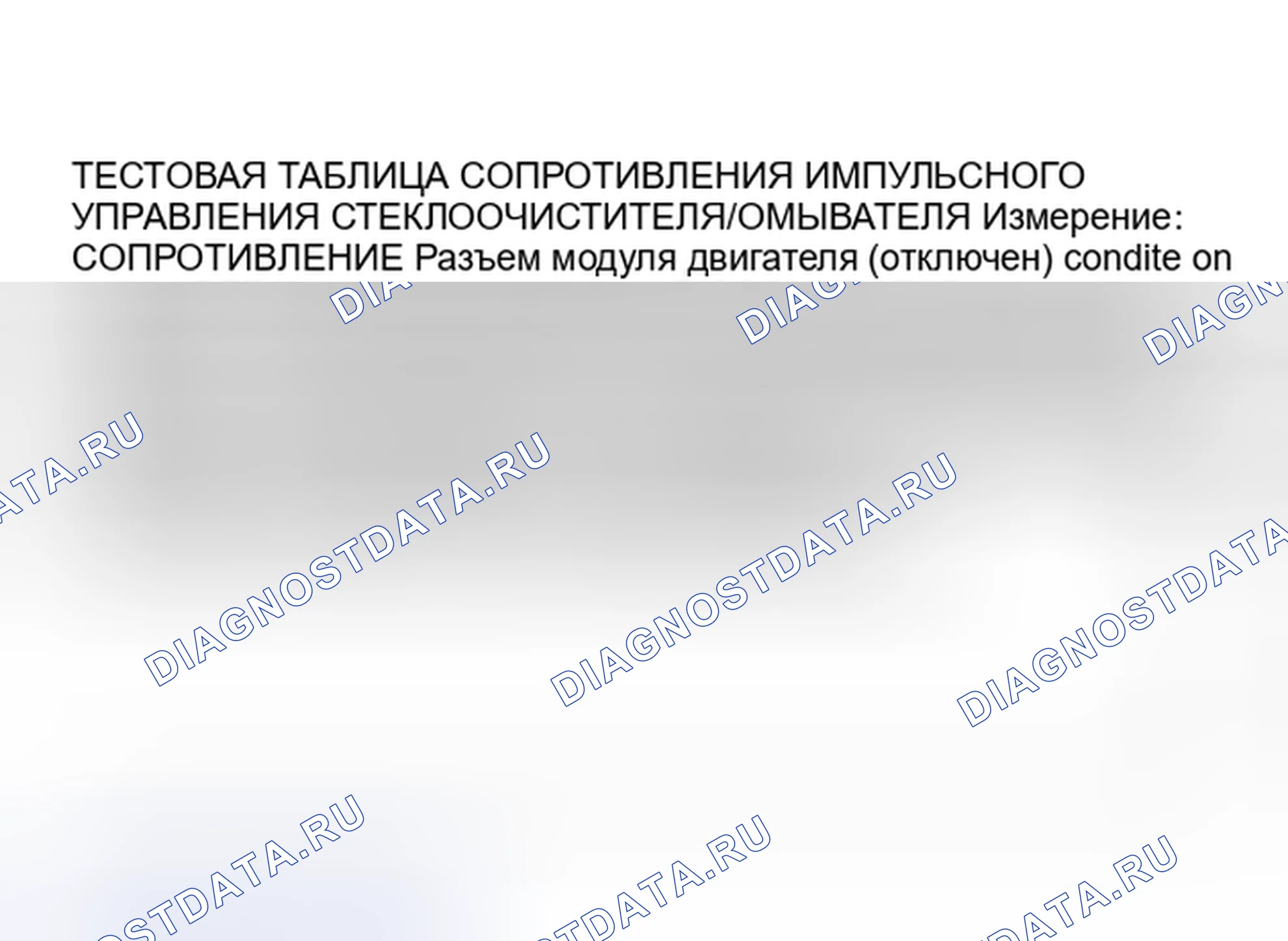 Рис. 3: ТАБЛИЦА ИСПЫТАНИЙ СОПРОТИВЛЕНИЯ ИМПУЛЬСНОМУ КОНТРОЛЮ СТЕКЛООЧИСТИТЕЛЯ/ОМЫВАТЕЛЯ. Pontiac Grand AM III