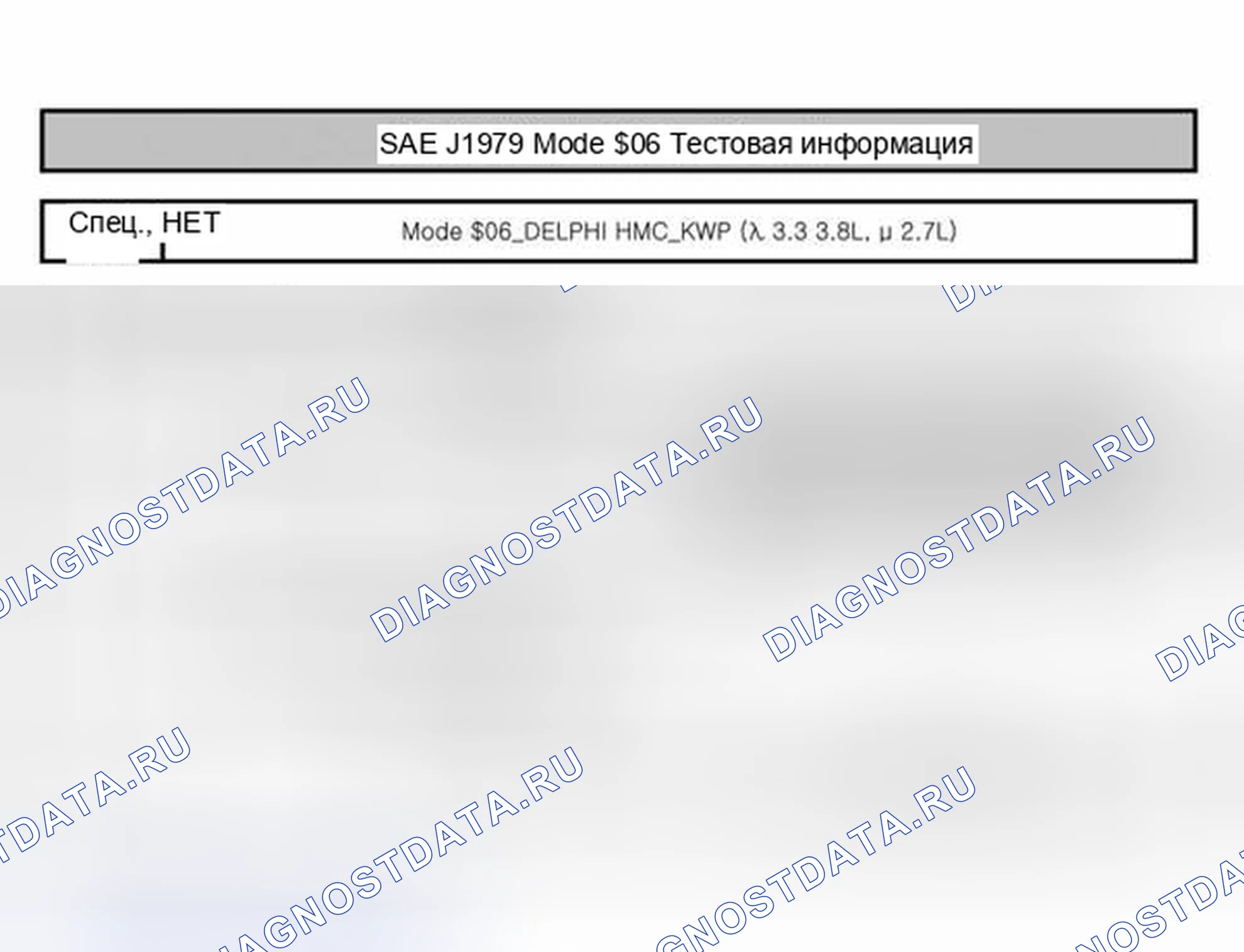 Рис. 1: МОДЕЛЬ $06. ДАННЫЕ ПО DELPHI V6. Hyundai Veracruz I