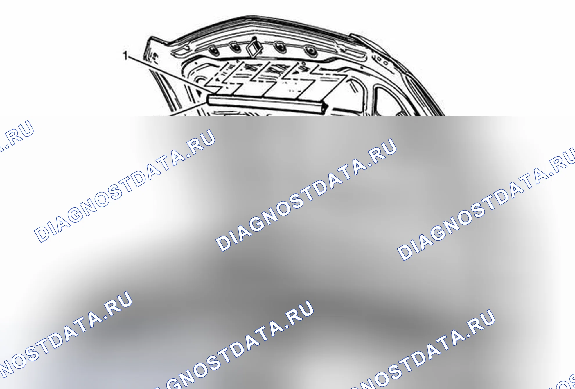 Рис. 42: Замена передней погодной полосы капота. Cadillac ATS I