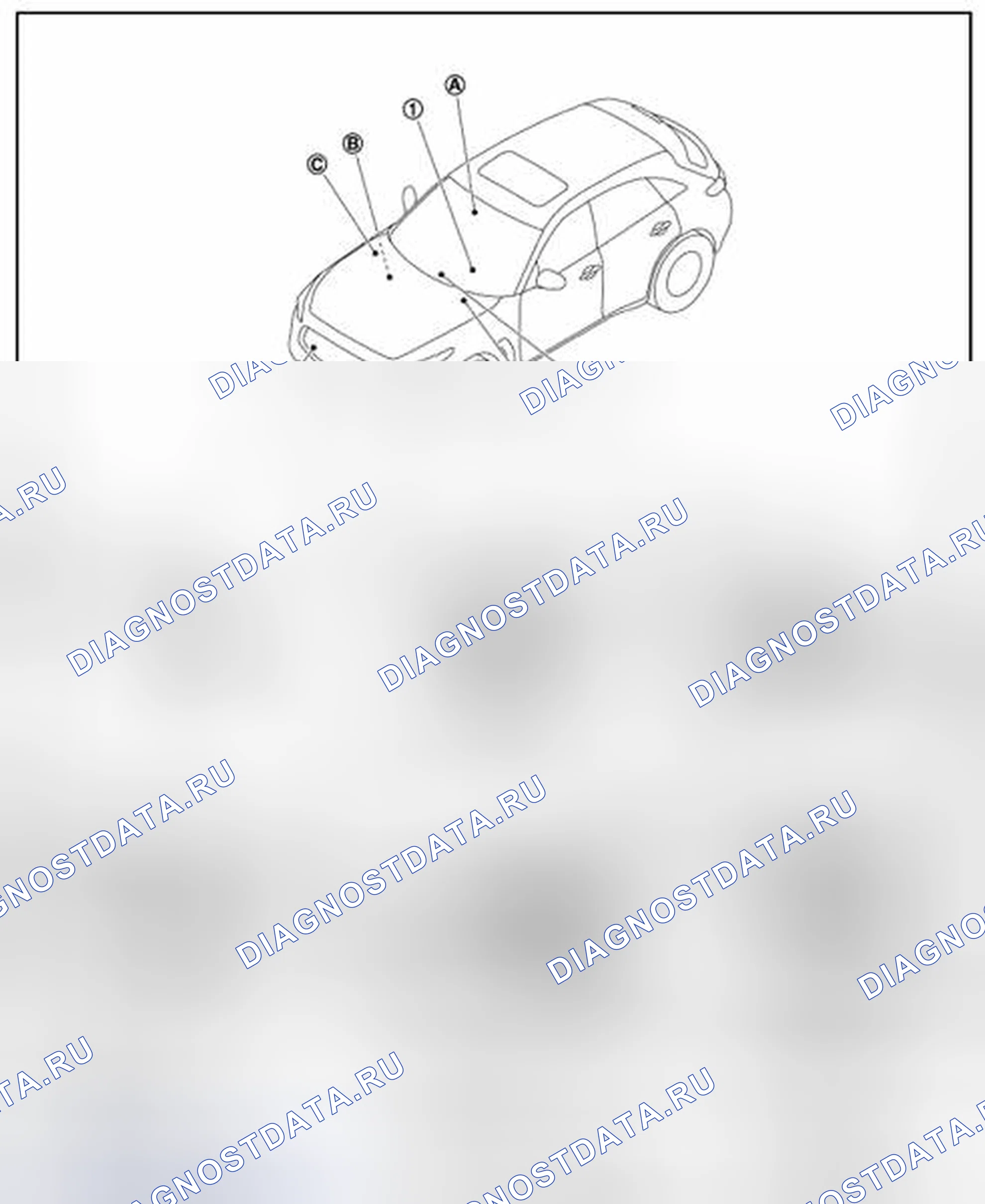 Рис. 50: С ДАТЧИКОМ ДОЖДЯ: Расположение компонентов. Infiniti FX37 II рестайлинг