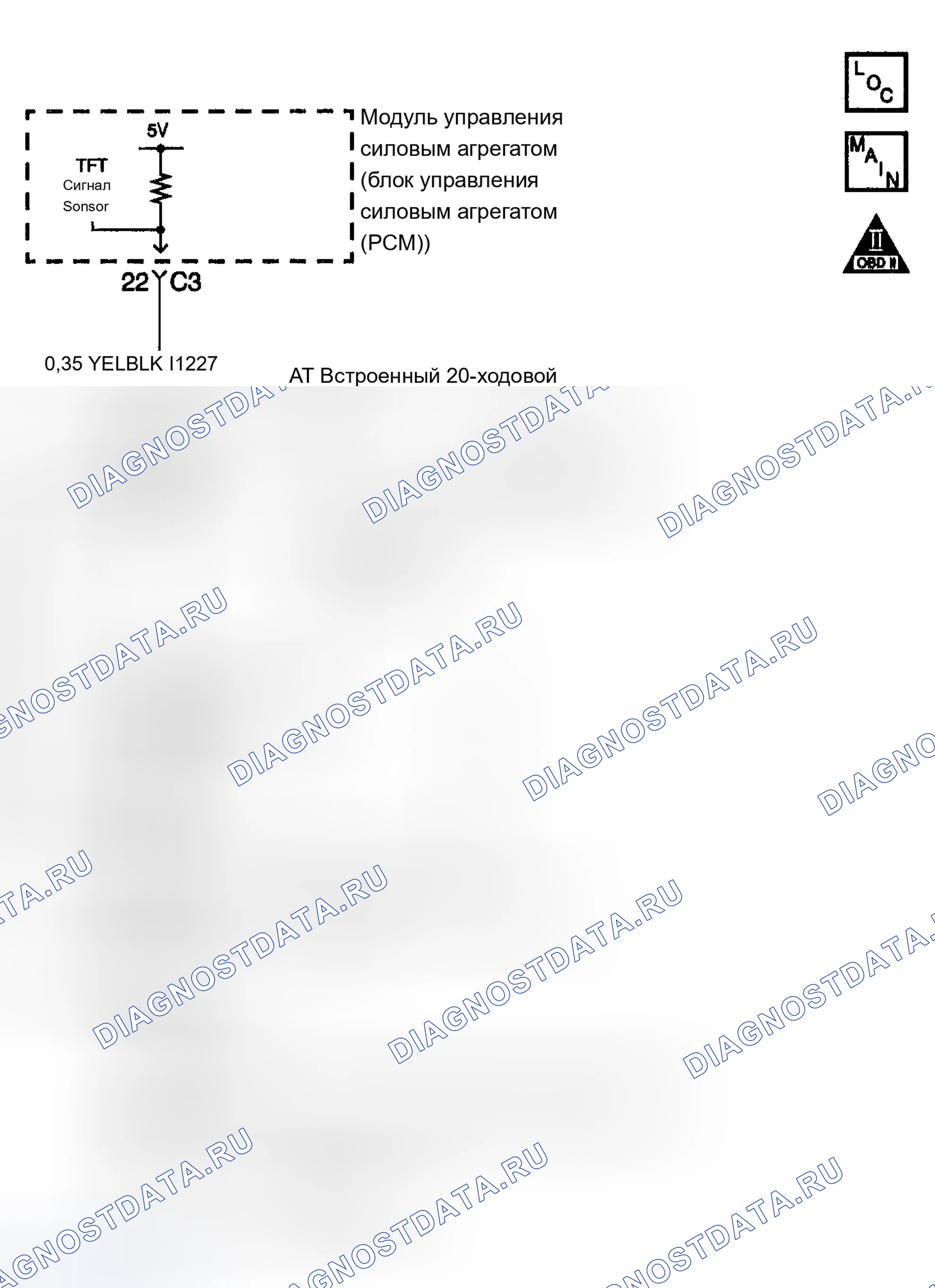 Рис. 274: расшифровка кода ошибки P0712 (4.2L): Цепь датчика температуры трансмиссионной жидкости (TFT) с низким входом. Chevrolet TrailBlazer I