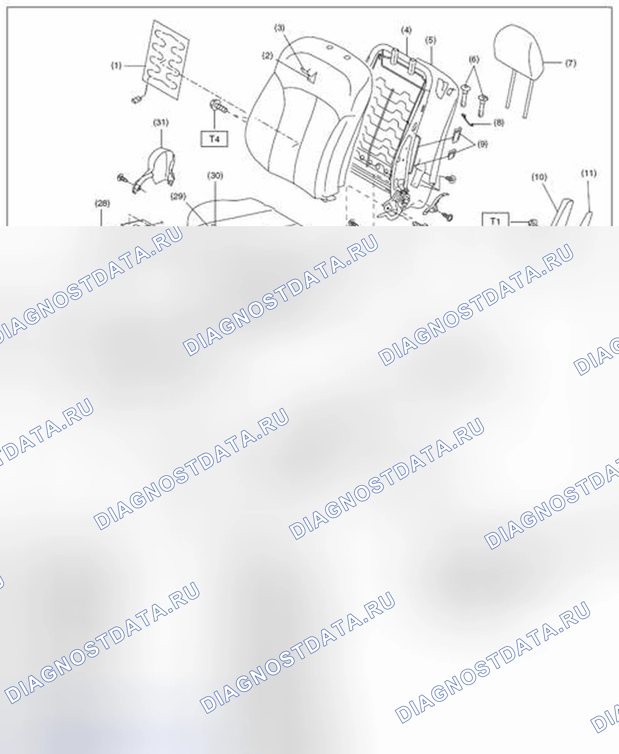 Рис. 16: ПЕРЕДНЕЕ СИДЕНЬЕ. Subaru Outback BR рестайлинг