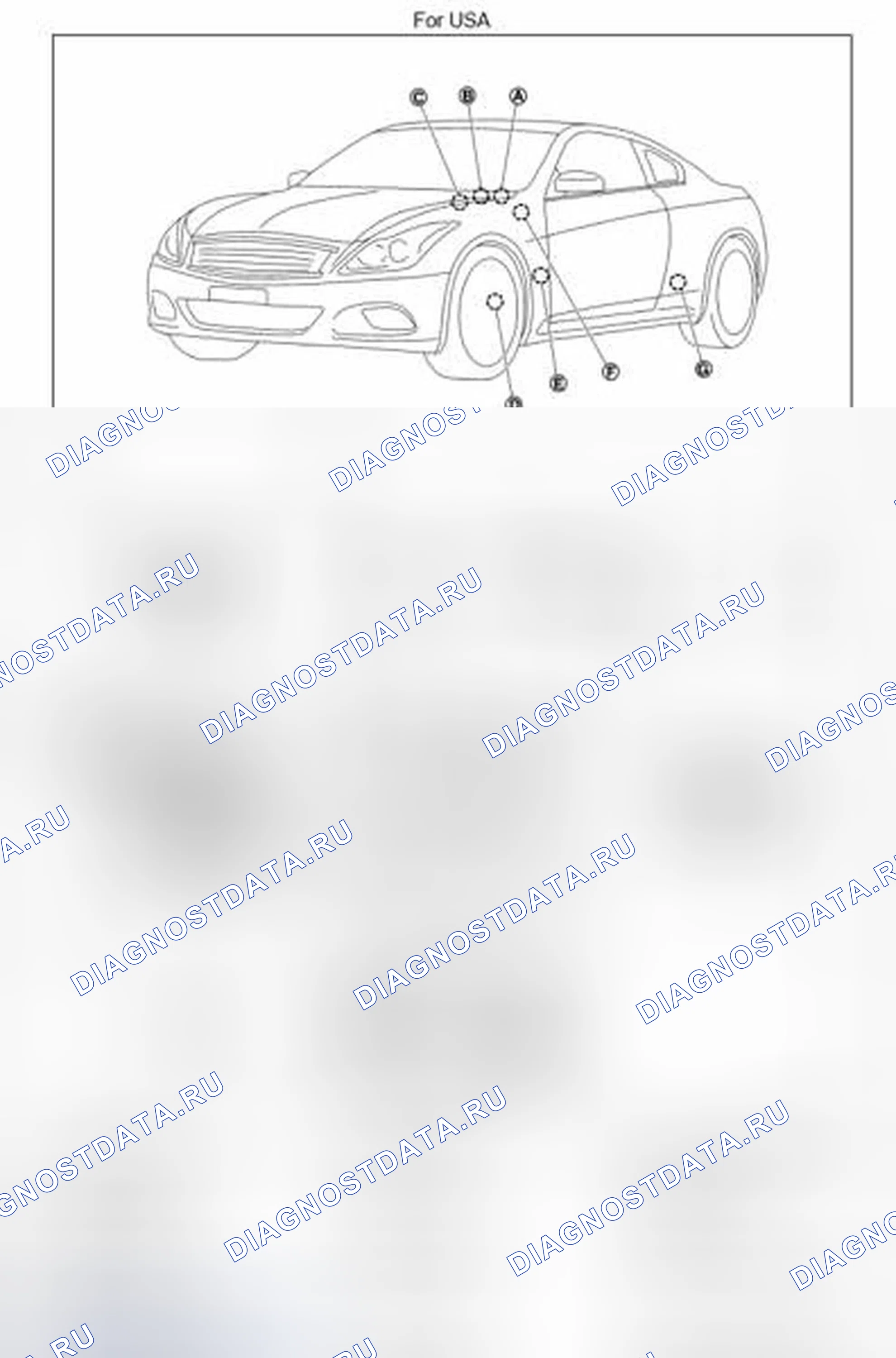 Рис. 37: Расположение компонентов. Infiniti Q60 I