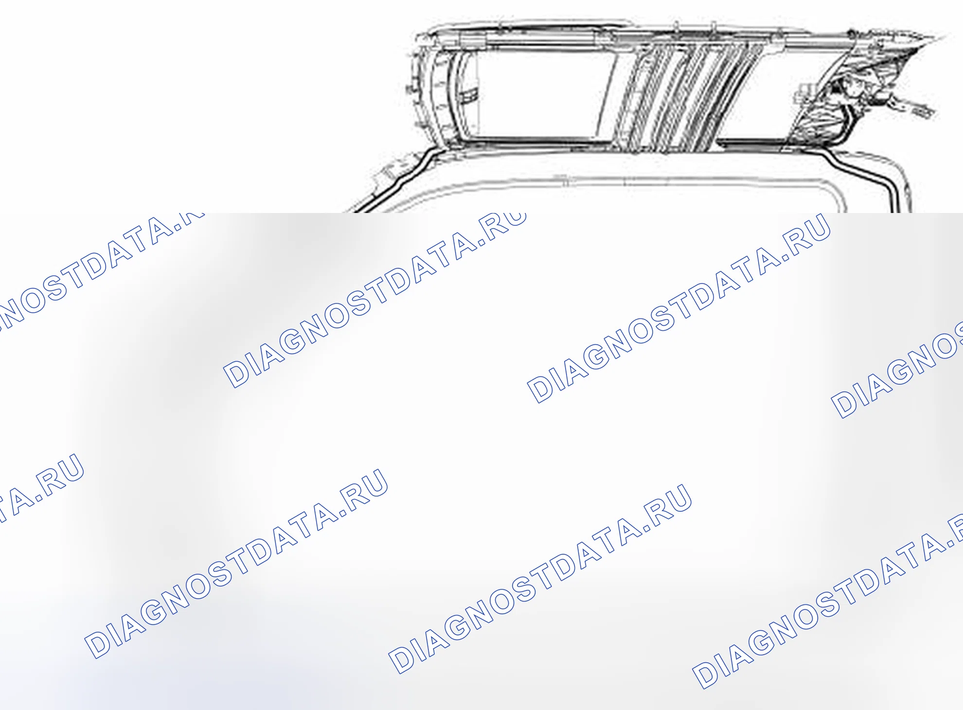 Рис. 21: Прокладка дренажного шланга панели проема крыши - supercab. Ford F-150 XII