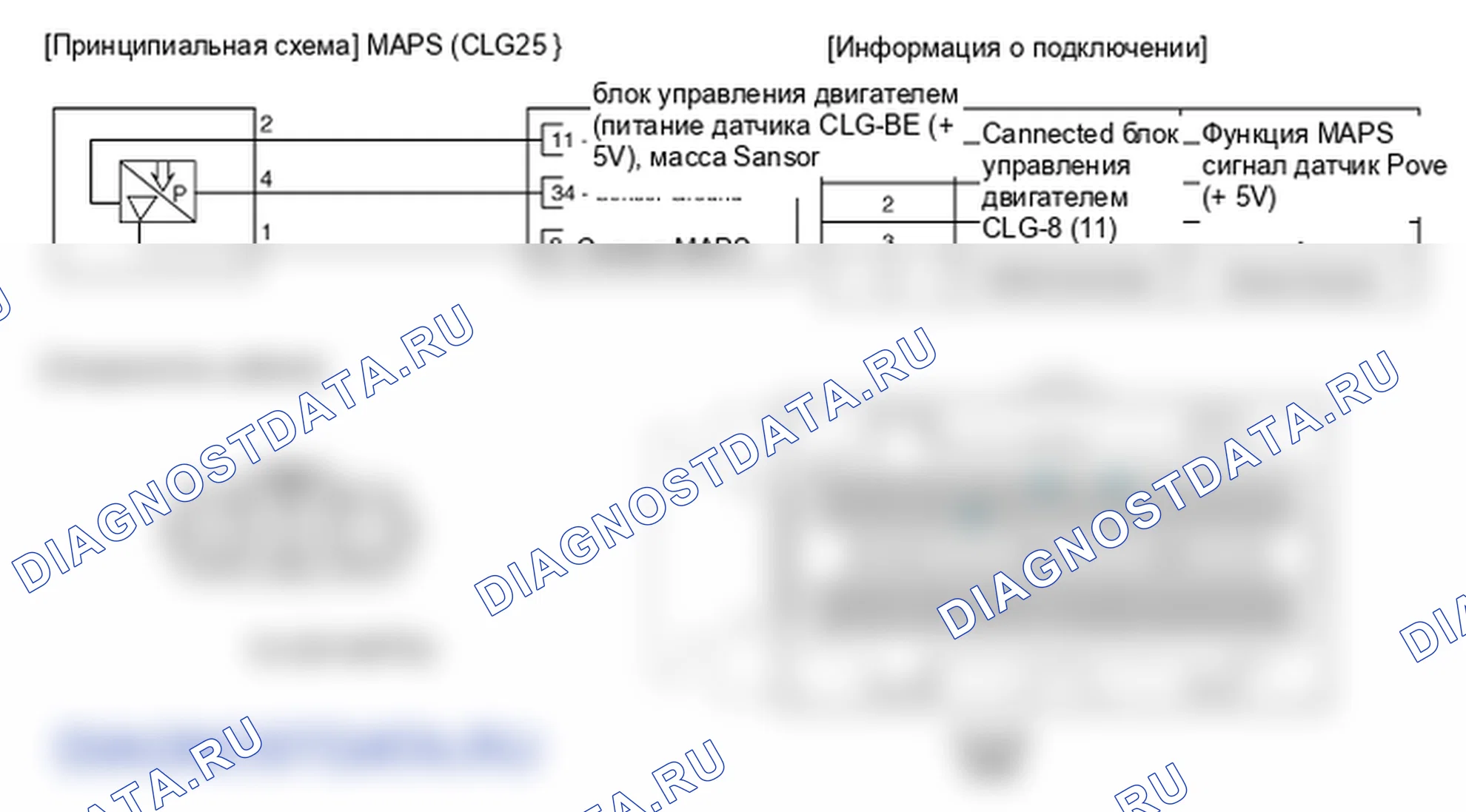 Фрагмент электросхемы: Датчик абсолютного давления впускной коллектор (MAPS). Hyundai Genesis BH