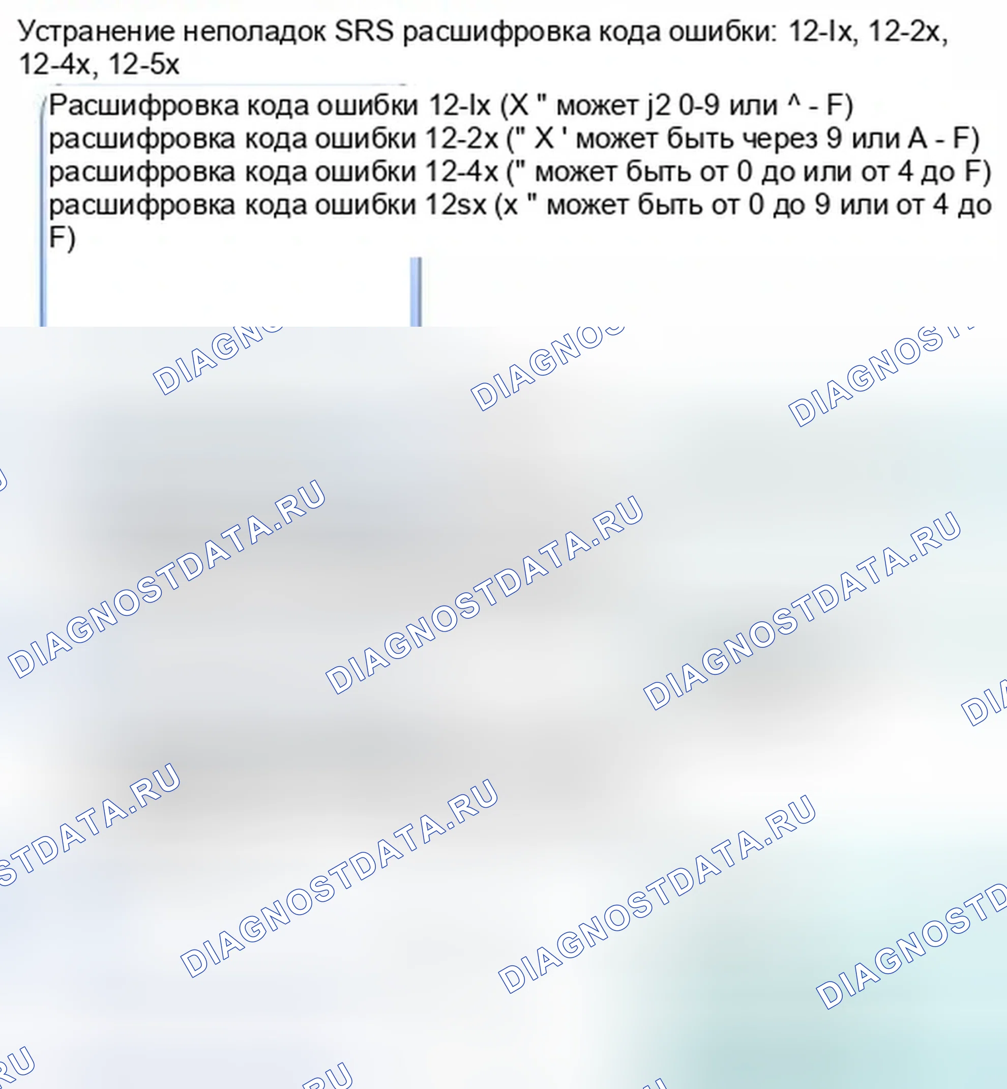 Рис. 1086: расшифровка кода ошибки 12-1x (" x " может быть от 0 до 9 или от A до F): Открыт в первом наполнителе подушки безопасности переднего пассажира; Dt. Honda Civic IX