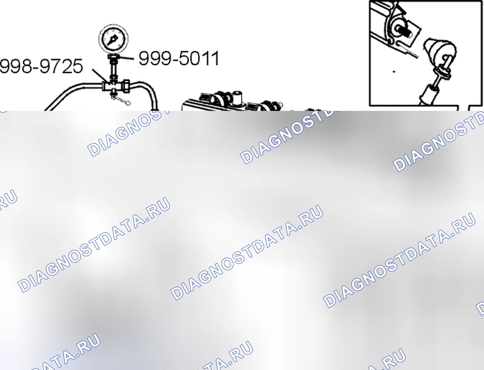 Рис. 104: ПОДКЛЮЧЕНИЕ МАНОМЕТРА ТОПЛИВА. Volvo XC70 II