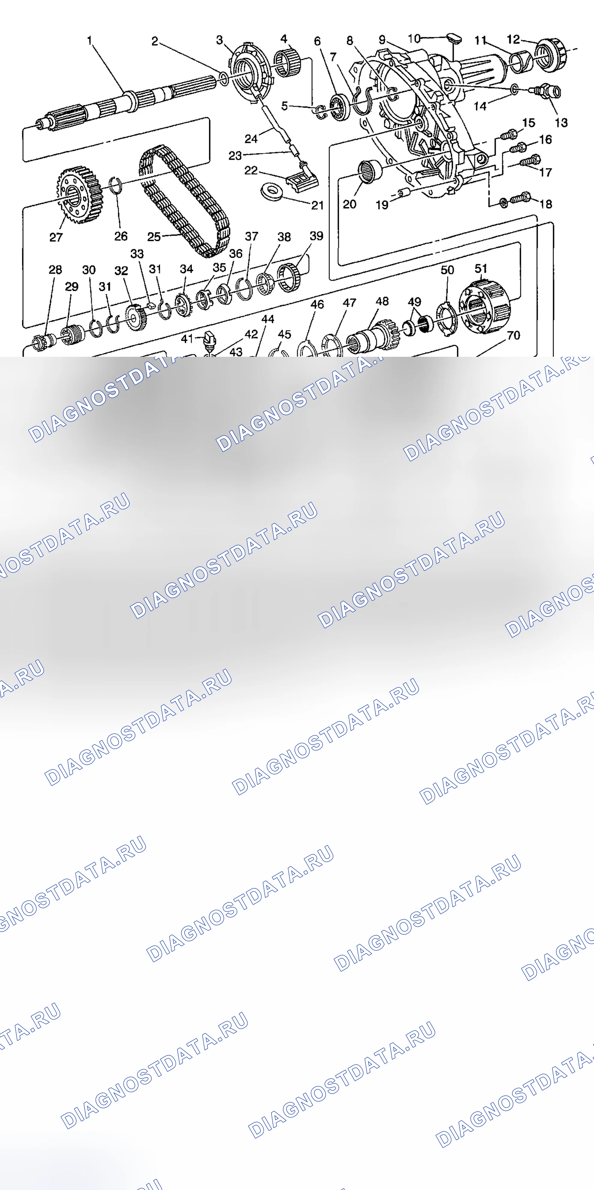 Рис. 544: Раздаточная коробка в разобранном виде. Chevrolet Silverado 2500 