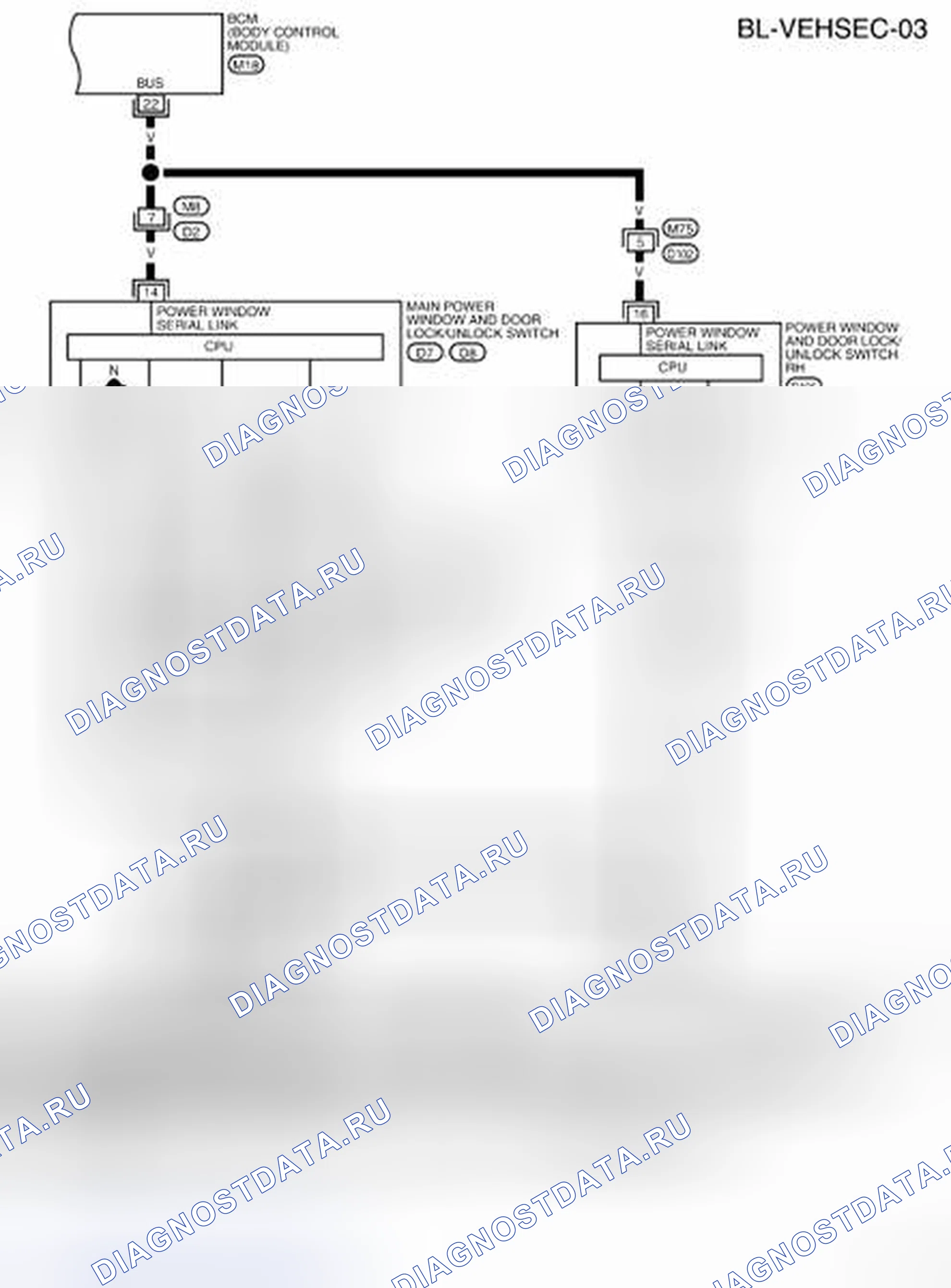 Рис. 80: Идентификация Bl-VEHSEC-03 - электросхема. Nissan Pathfinder III