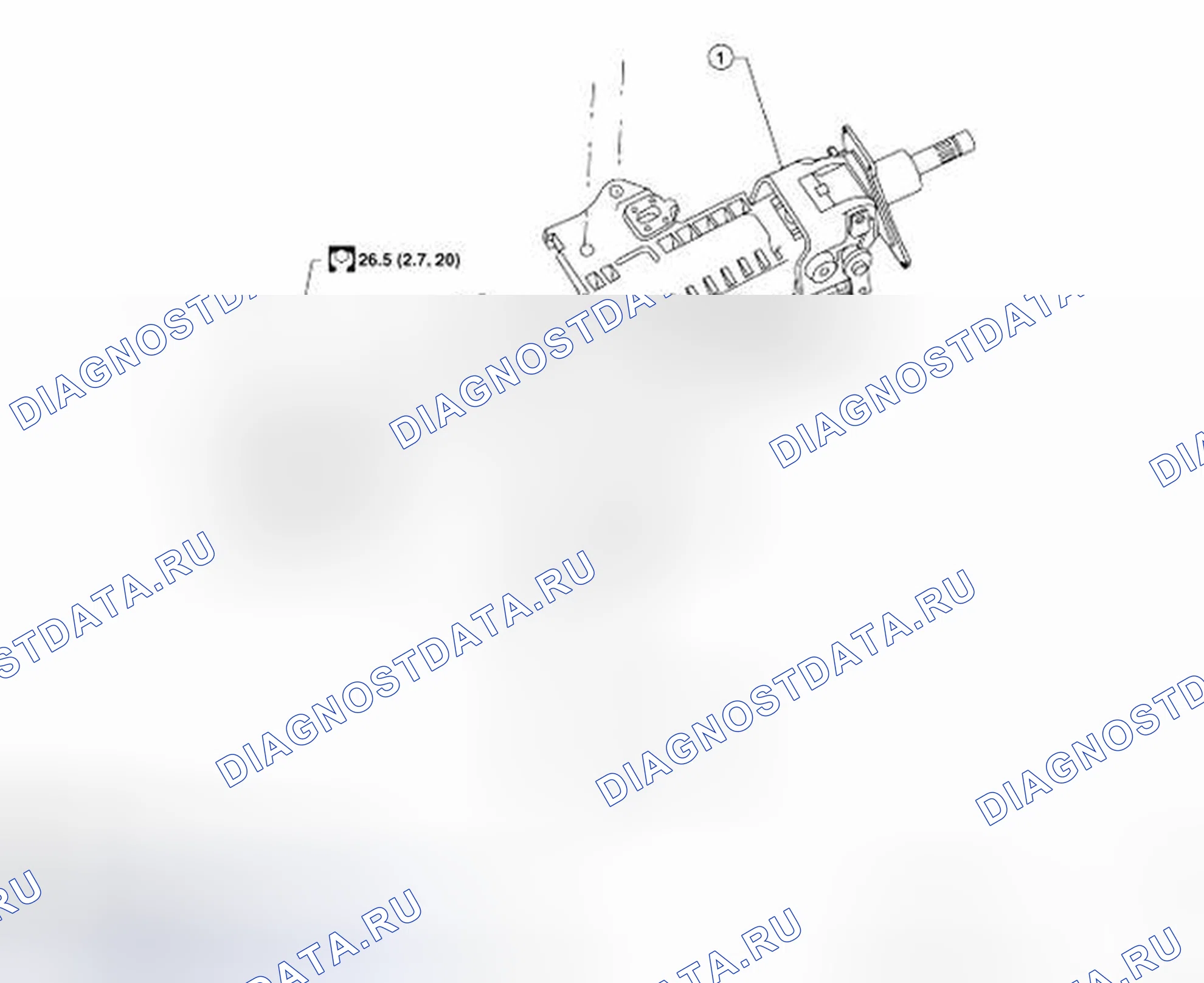 Рис. 15: Идентификация компонентов рулевой колонки. Nissan Pathfinder III