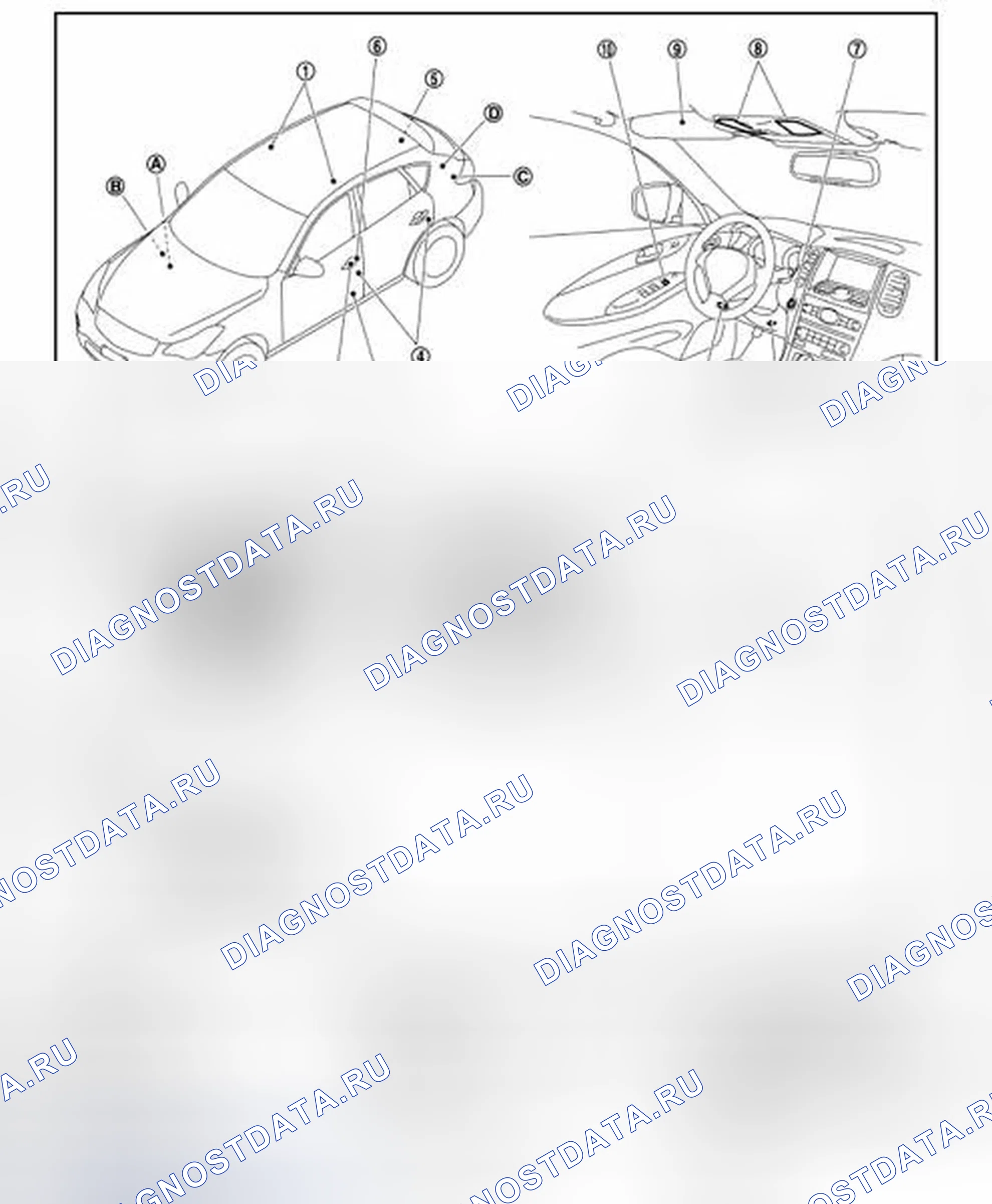 Рис. 36: Расположение компонентов. Infiniti QX50 I