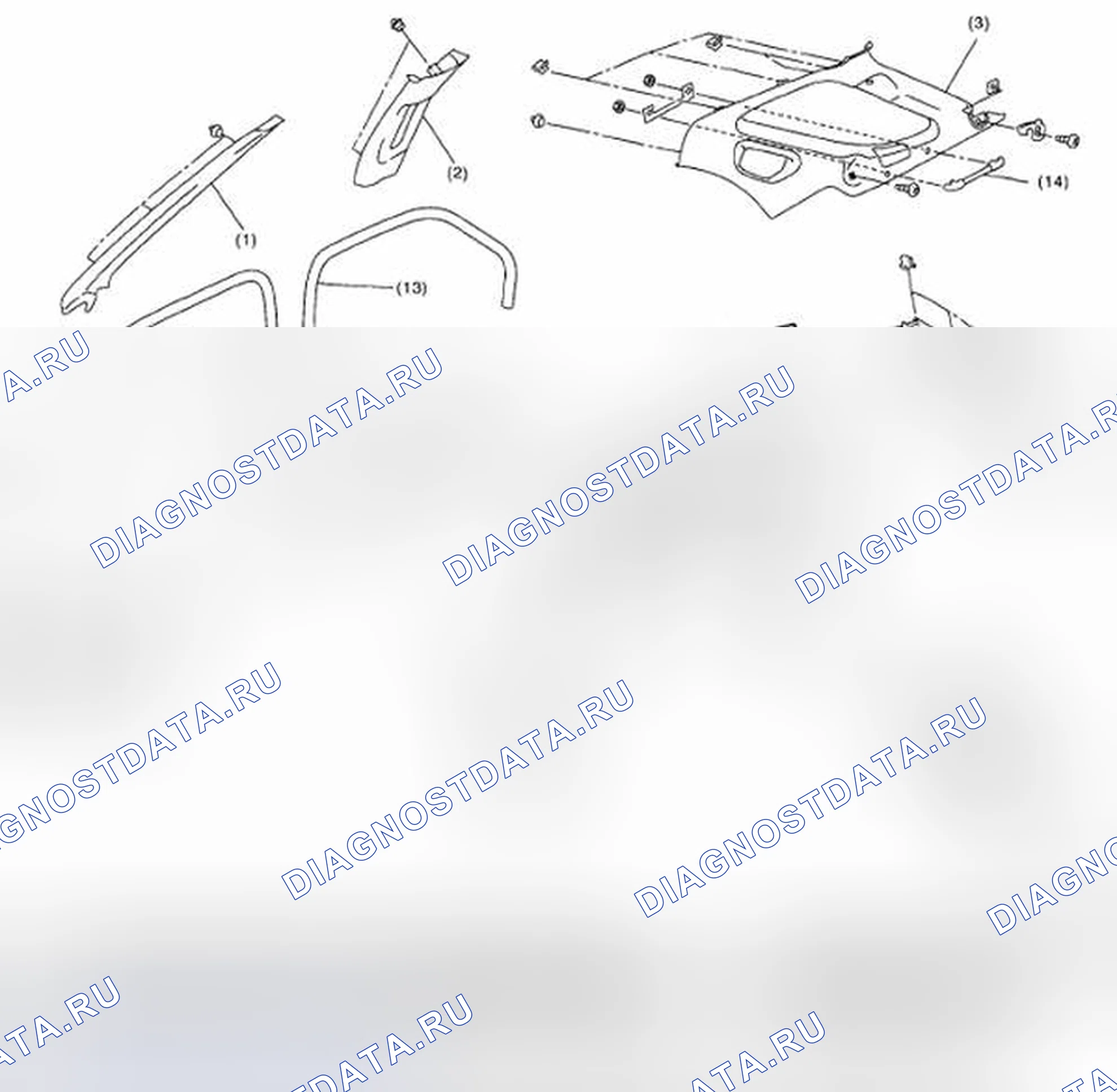 Рис. 33: Покомпонентный вид внутренней отделки (модель вагона). Subaru Impreza GD/GC/GG рестайлинг 2