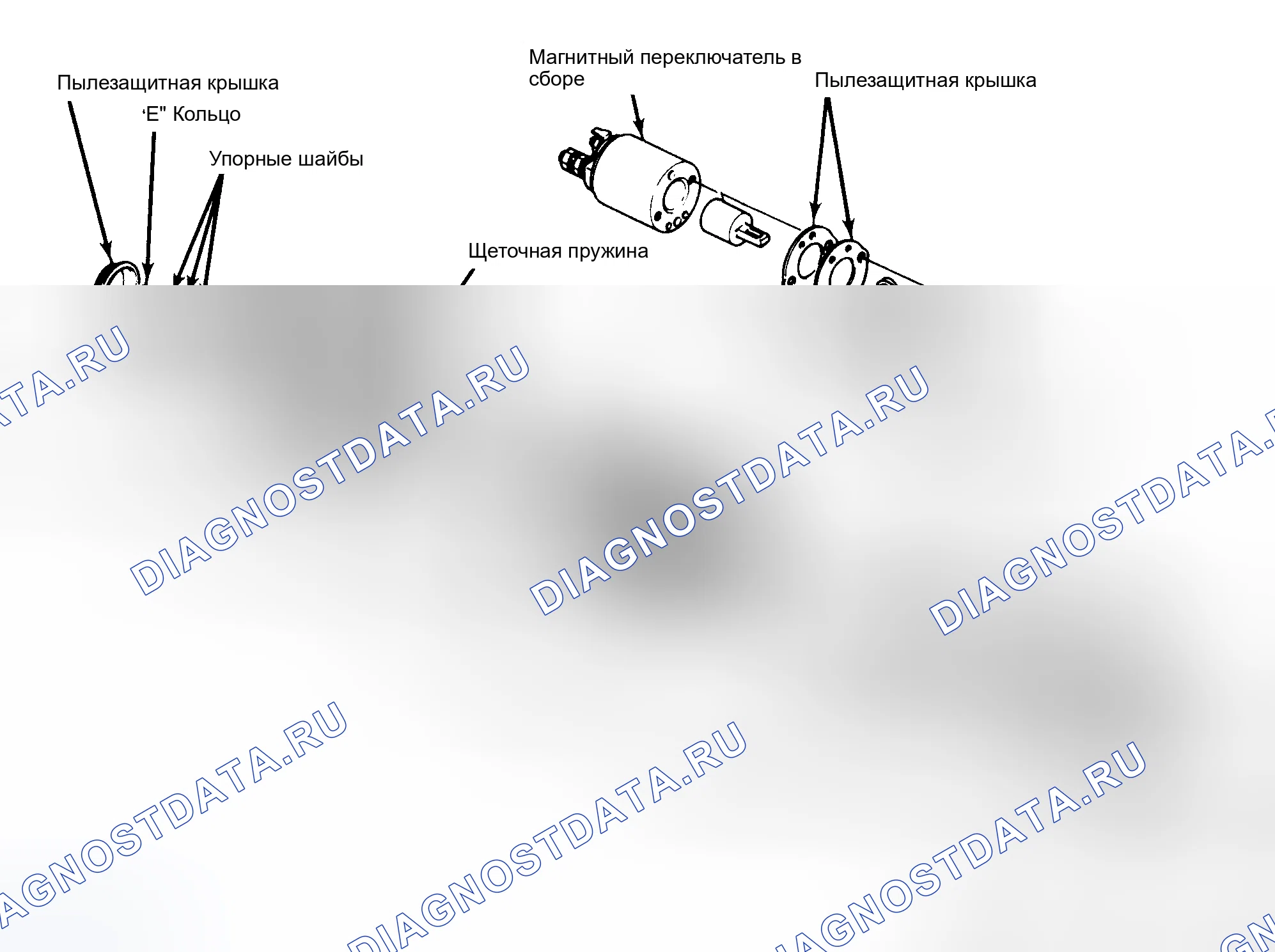 Рис. 4: Разнесенный вид типичного обычного стартера Hitachi. Nissan Maxima G910