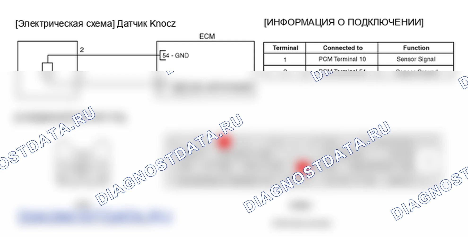 Фрагмент электросхемы: P0325. Kia Sportage KM