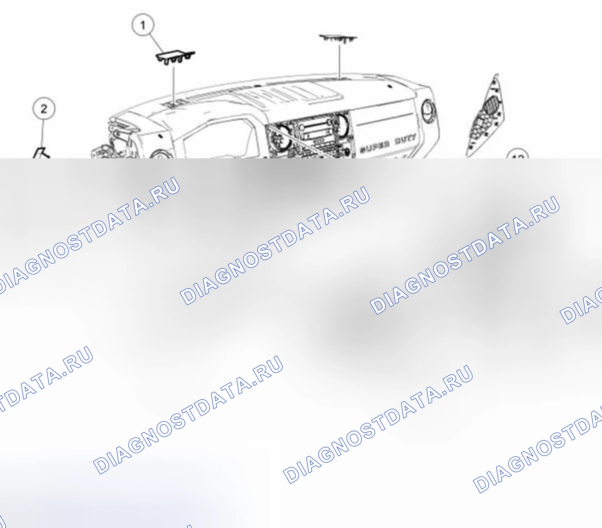 Рис. 61: Отделочные панели и крепежные детали приборной панели. Ford Pickup F250 Super Duty II