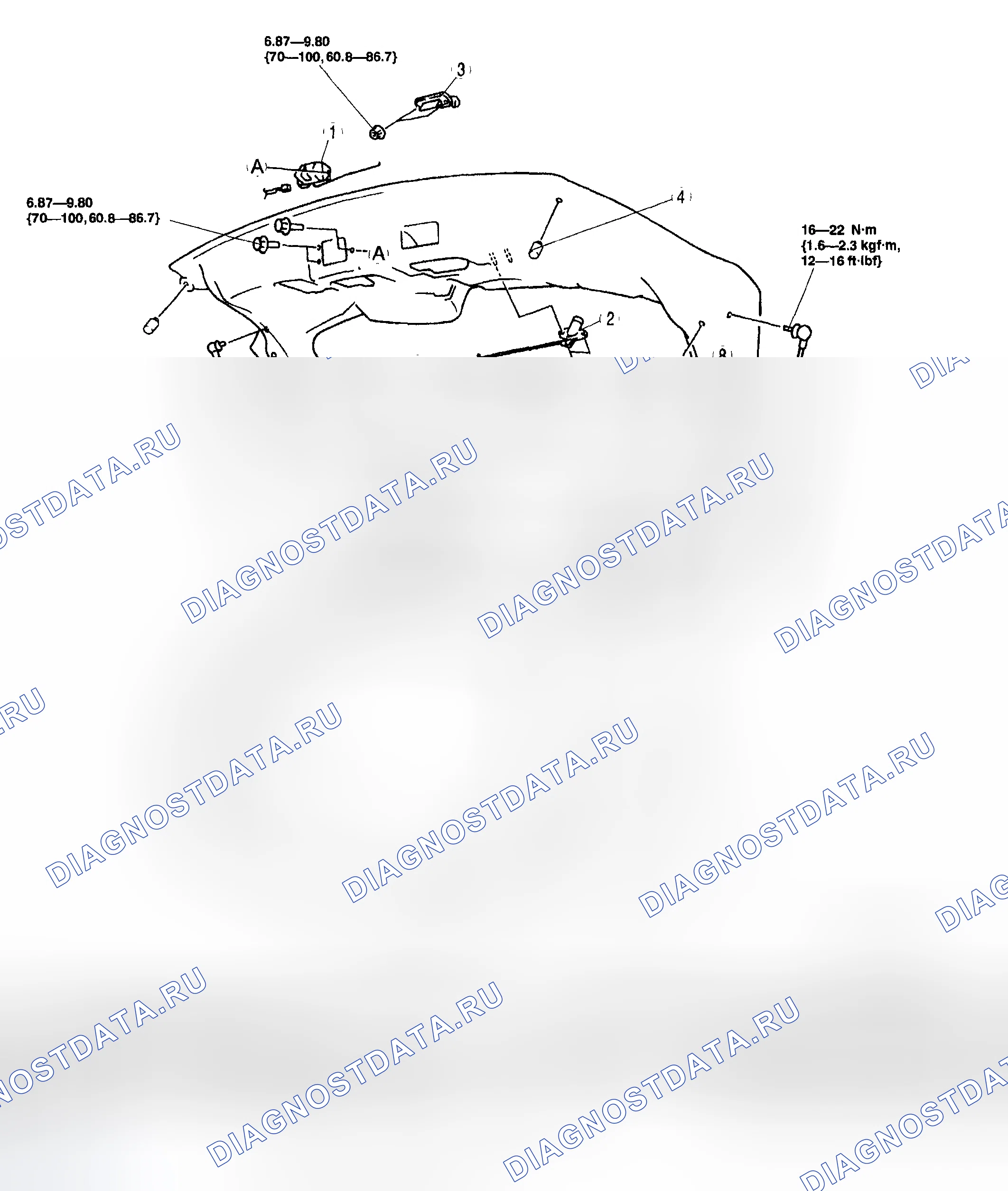 Рис. 39: РАЗБОРКА / СБОРКА дверь багажника. Mazda Protege BJ