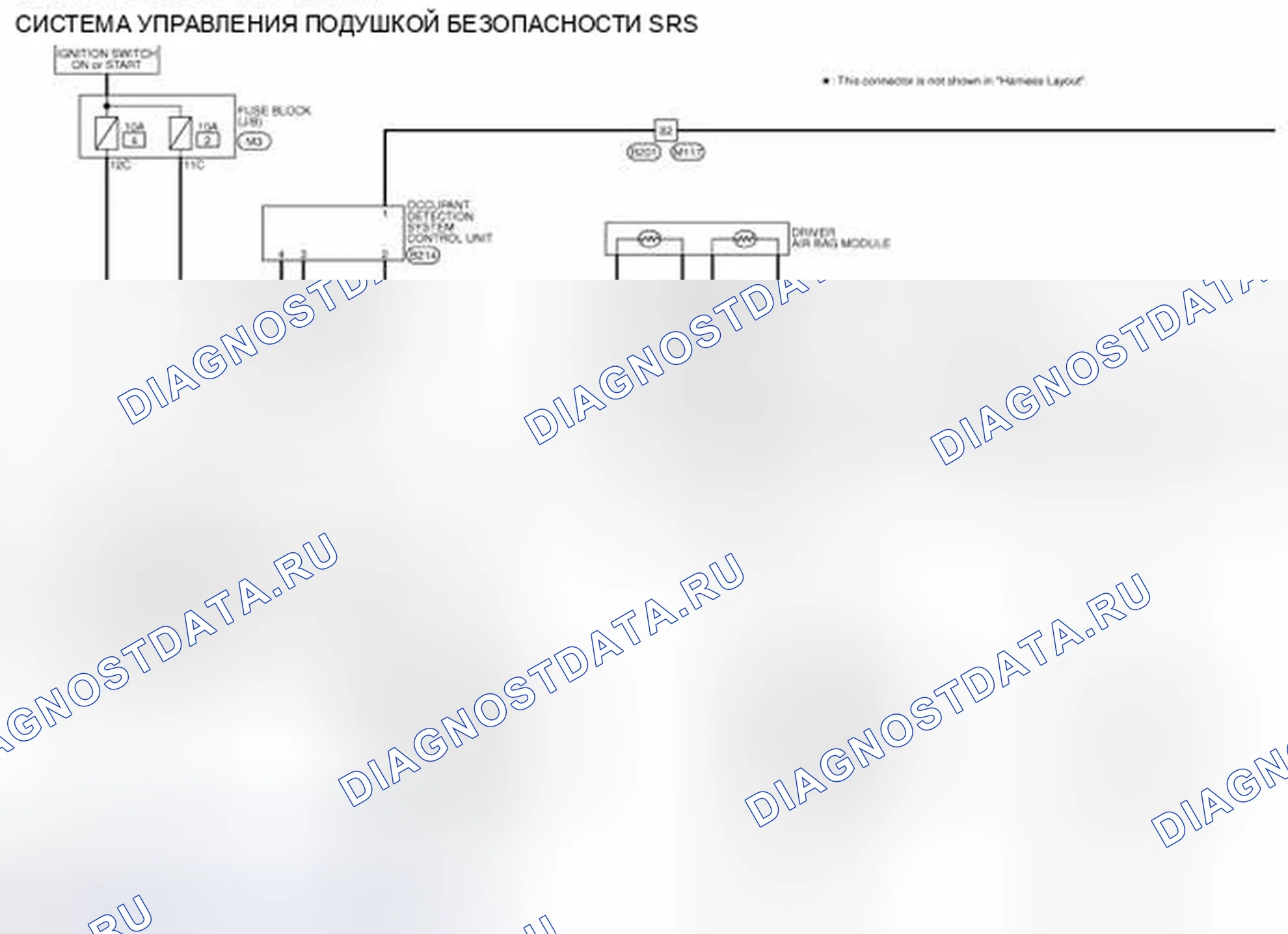 Рис. 11: электросхема - СИСТЕМА УПРАВЛЕНИЯ ПОДУШКОЙ БЕЗОПАСНОСТИ SRS. Infiniti FX35 II рестайлинг