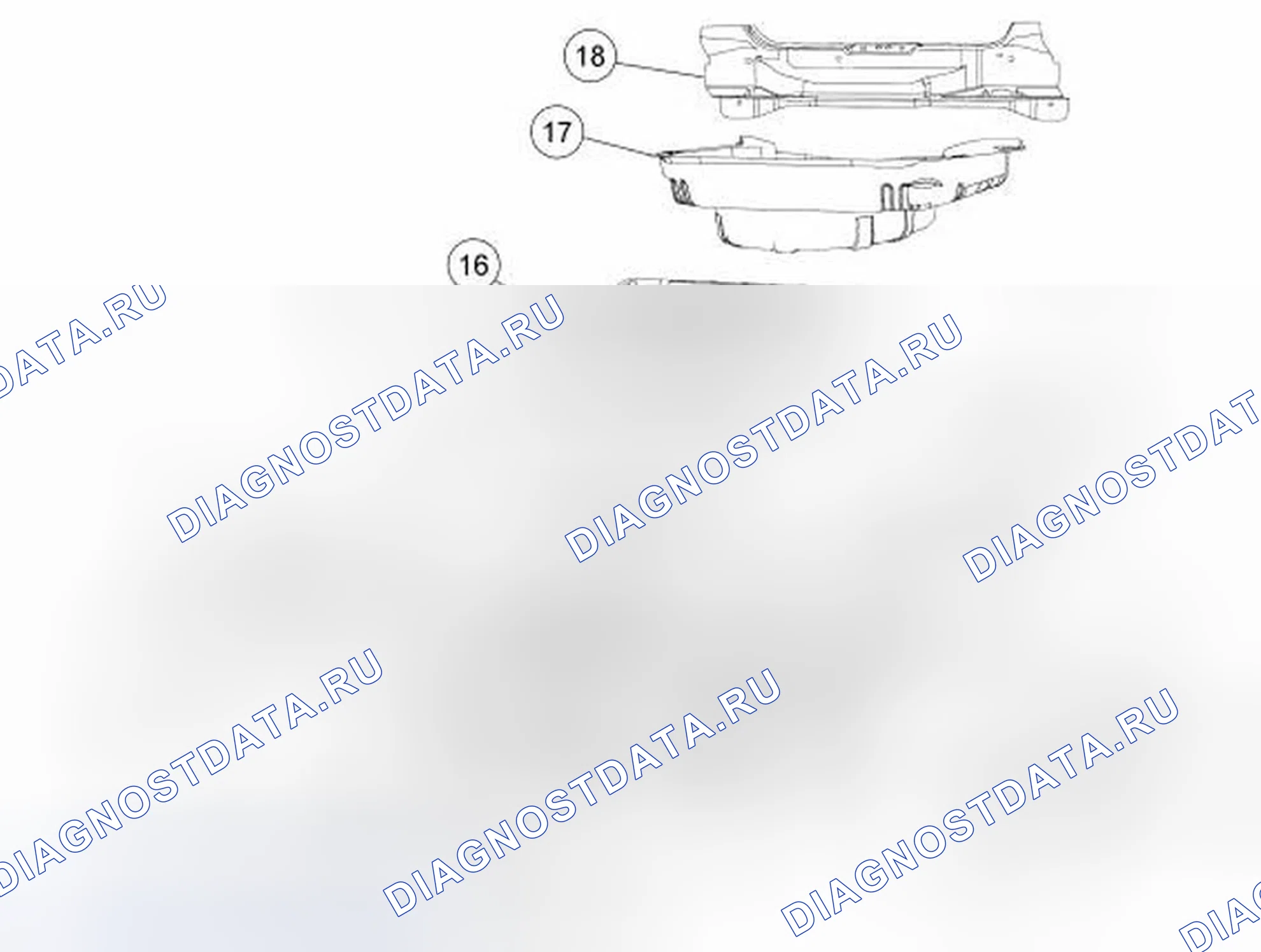 Рис. 116: Днище кузова - заднее. Ford Flex I